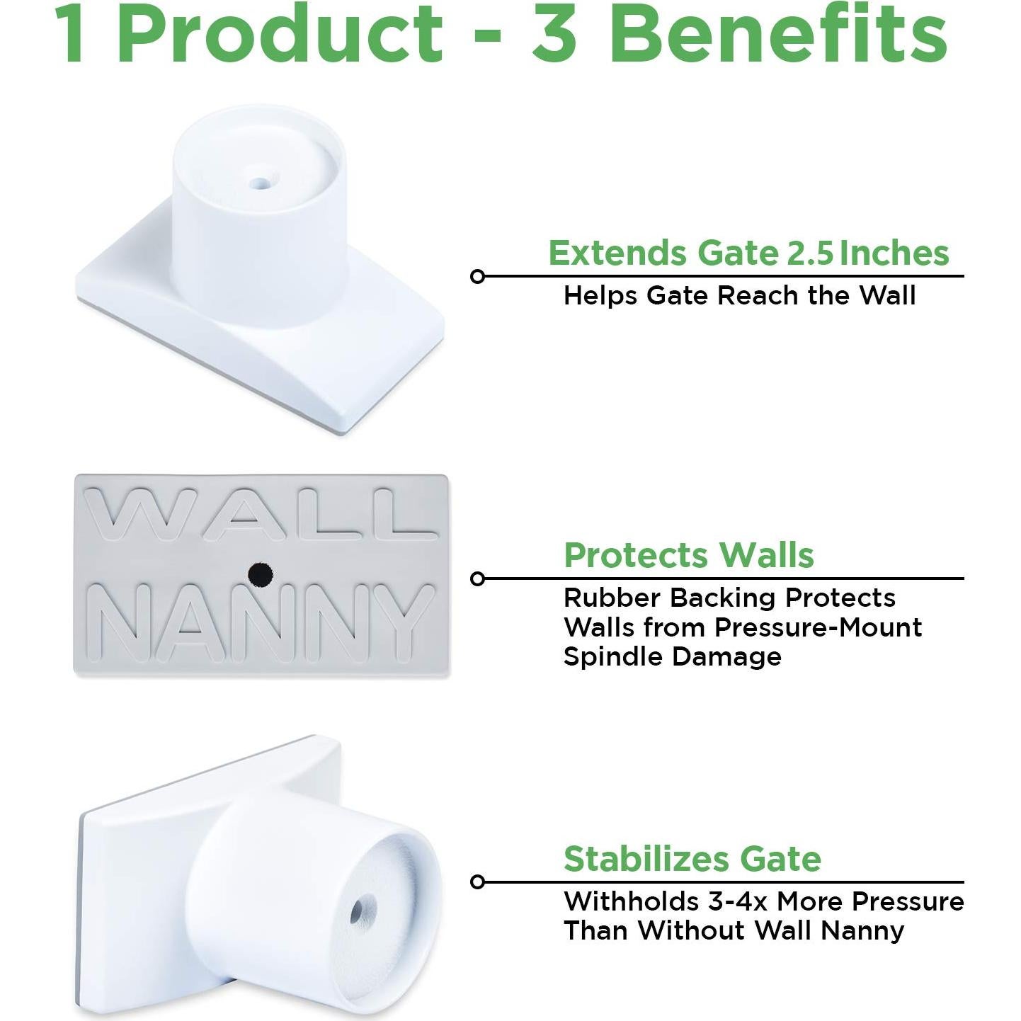 Extensor Wall Nanny - Kit de 4 para puertas de bebés 6.35 cm