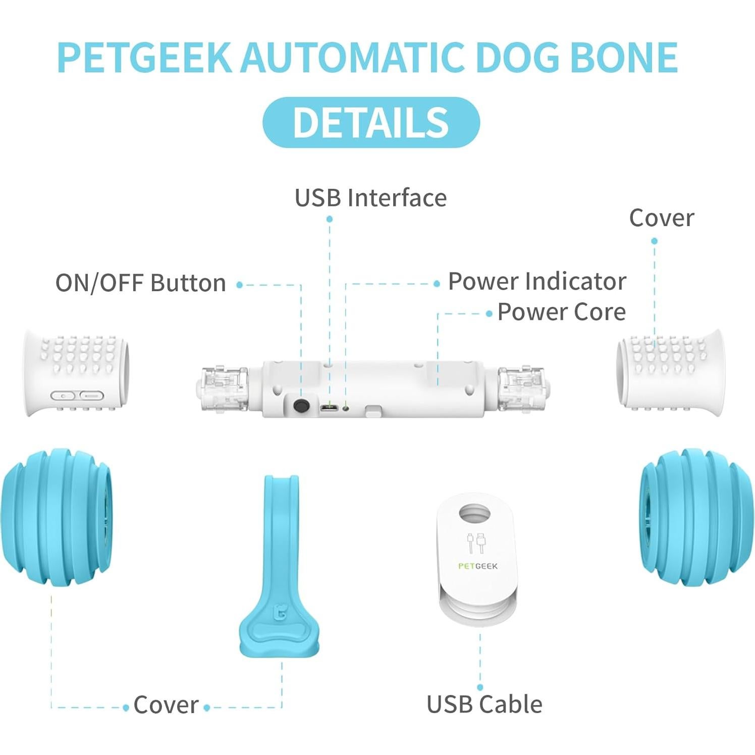 Juguete Interactivo para Perros PETGEEK Hueso Electrónico Azul