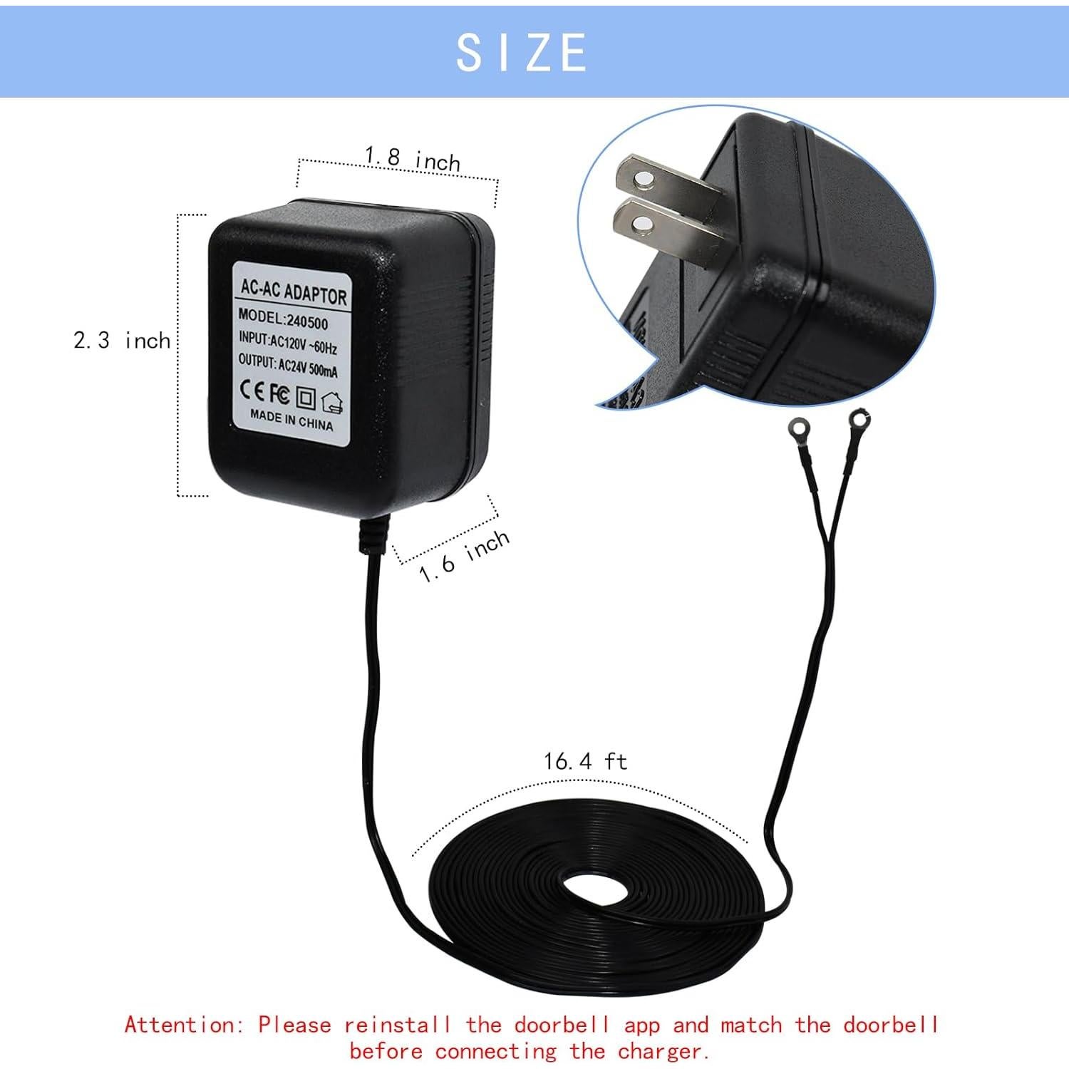 Adaptador de corriente VVHOOY 24V para timbres inteligentes