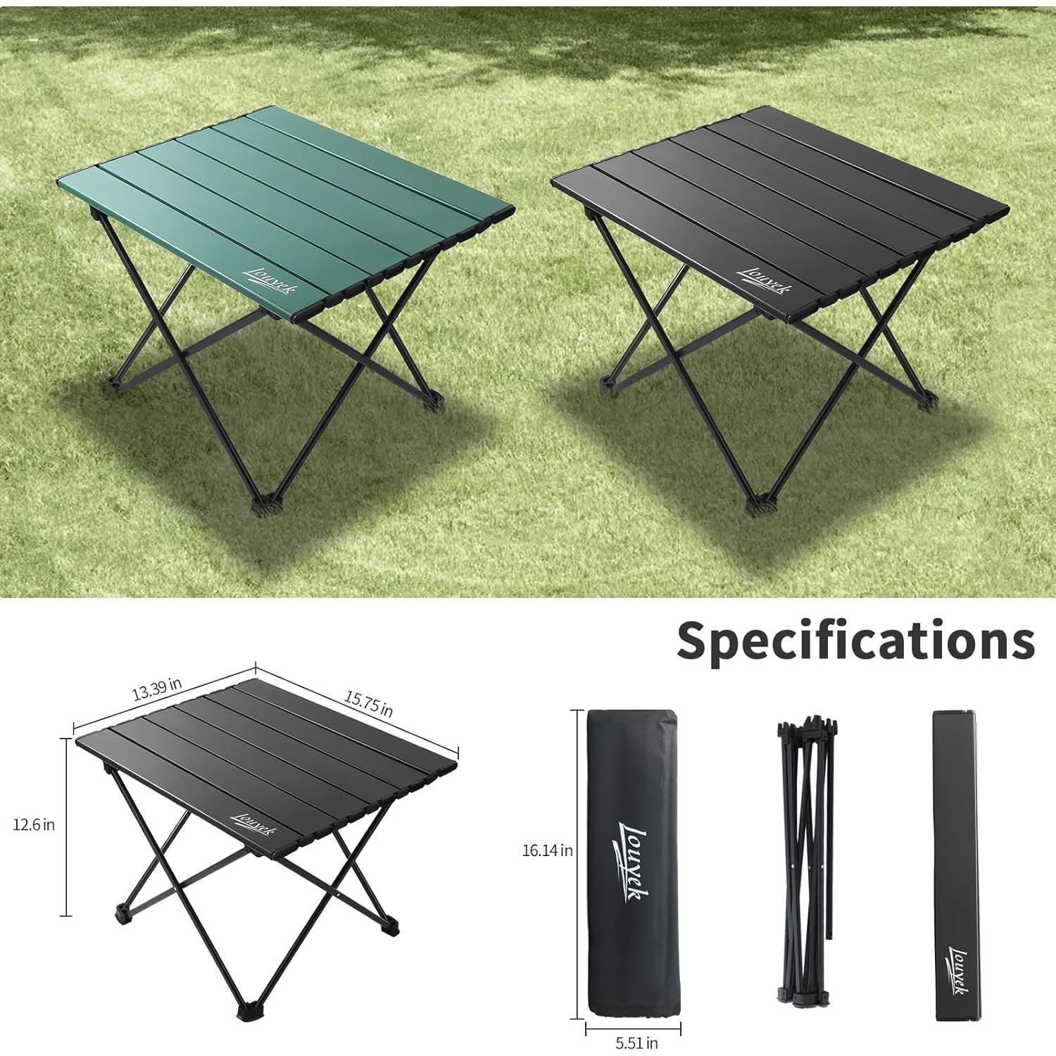 Mesa Plegable de Aluminio JOUYEK 40x34 cm Negra para Camping