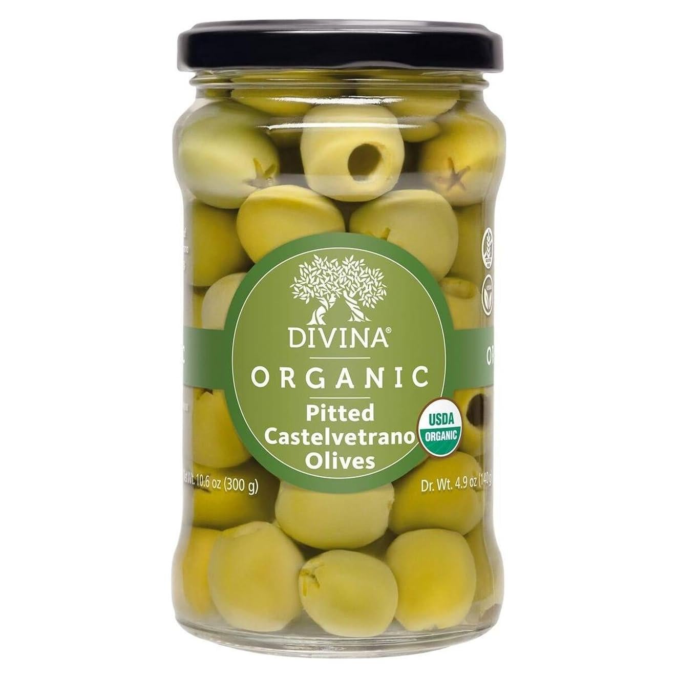 Aceitunas Castelvetrano Orgánicas Divina 300 g - Sin Fermentación
