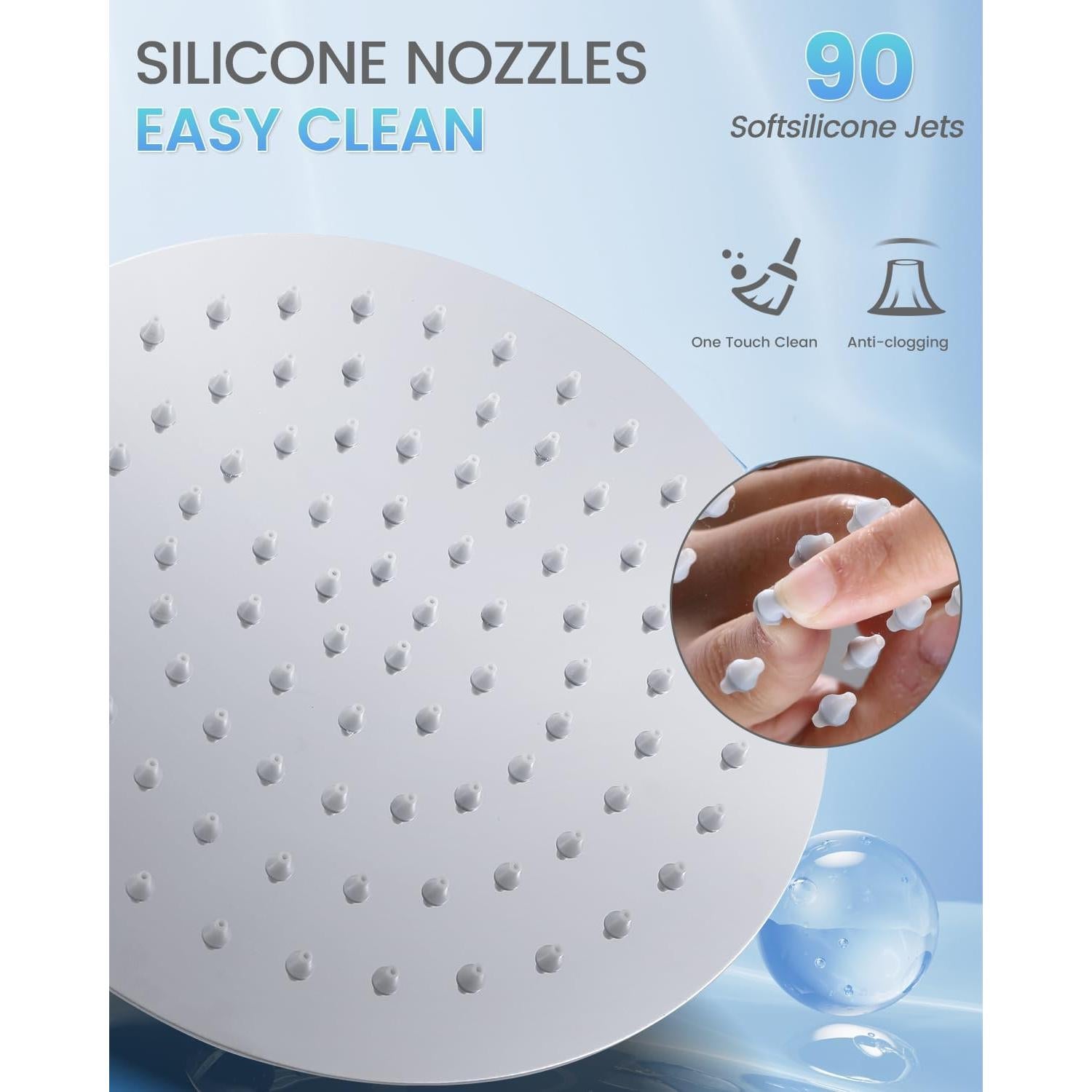 Cabezal de Ducha de Lluvia KINLIV 20 cm Cromo Acero Inoxidable