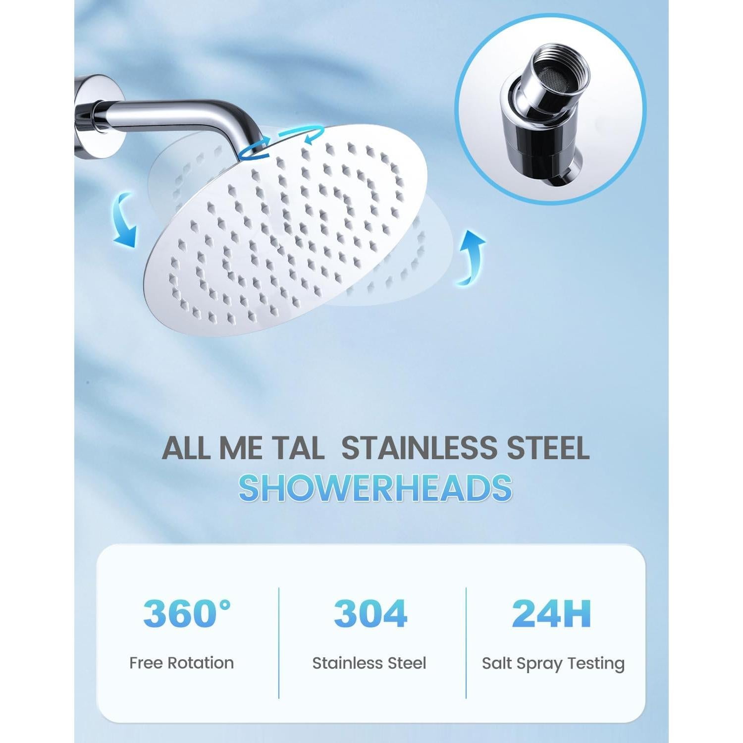 Cabezal de Ducha de Lluvia KINLIV 20 cm Cromo Acero Inoxidable
