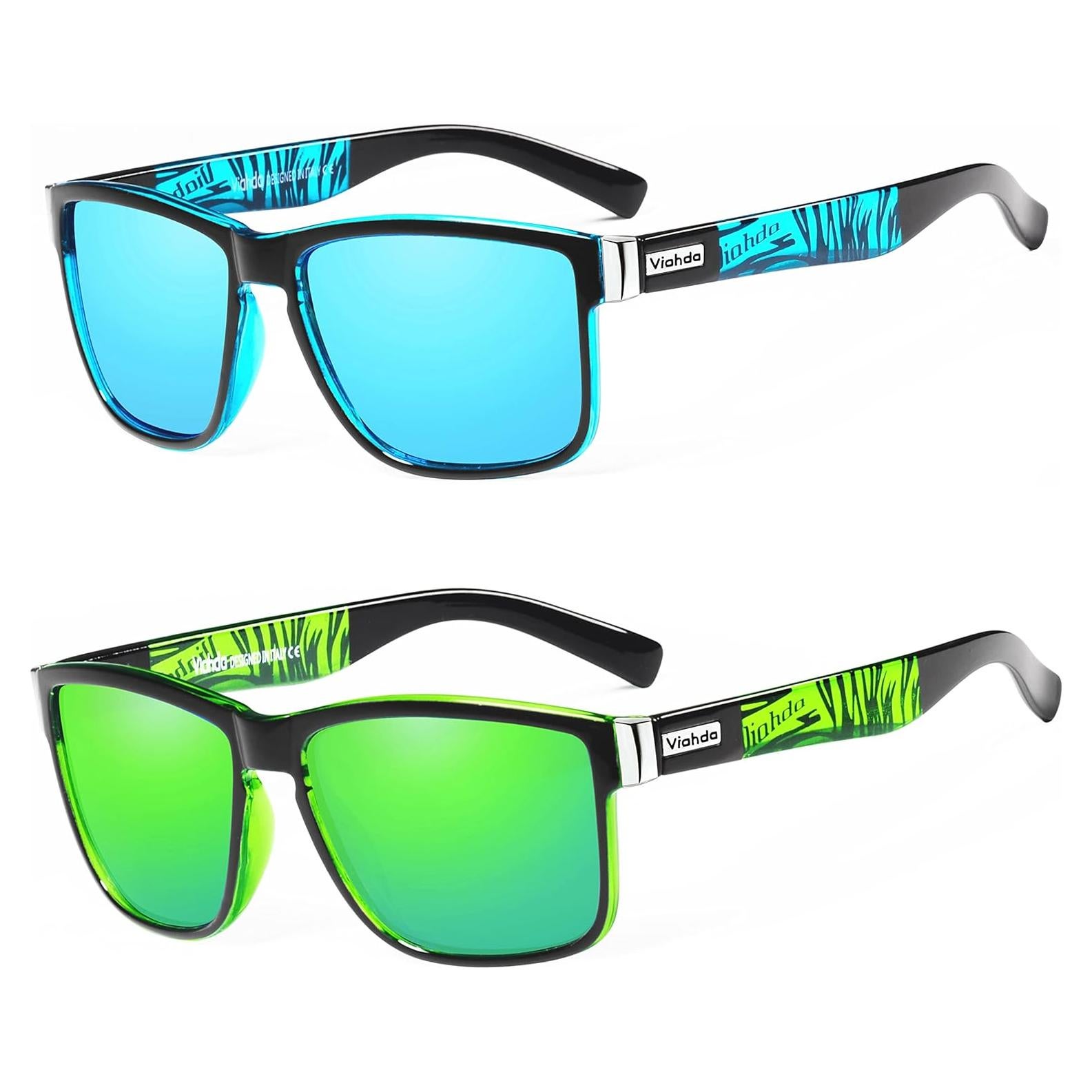 Gafas de sol polarizadas VIAHDA HD6009 2 Pack azul/verde