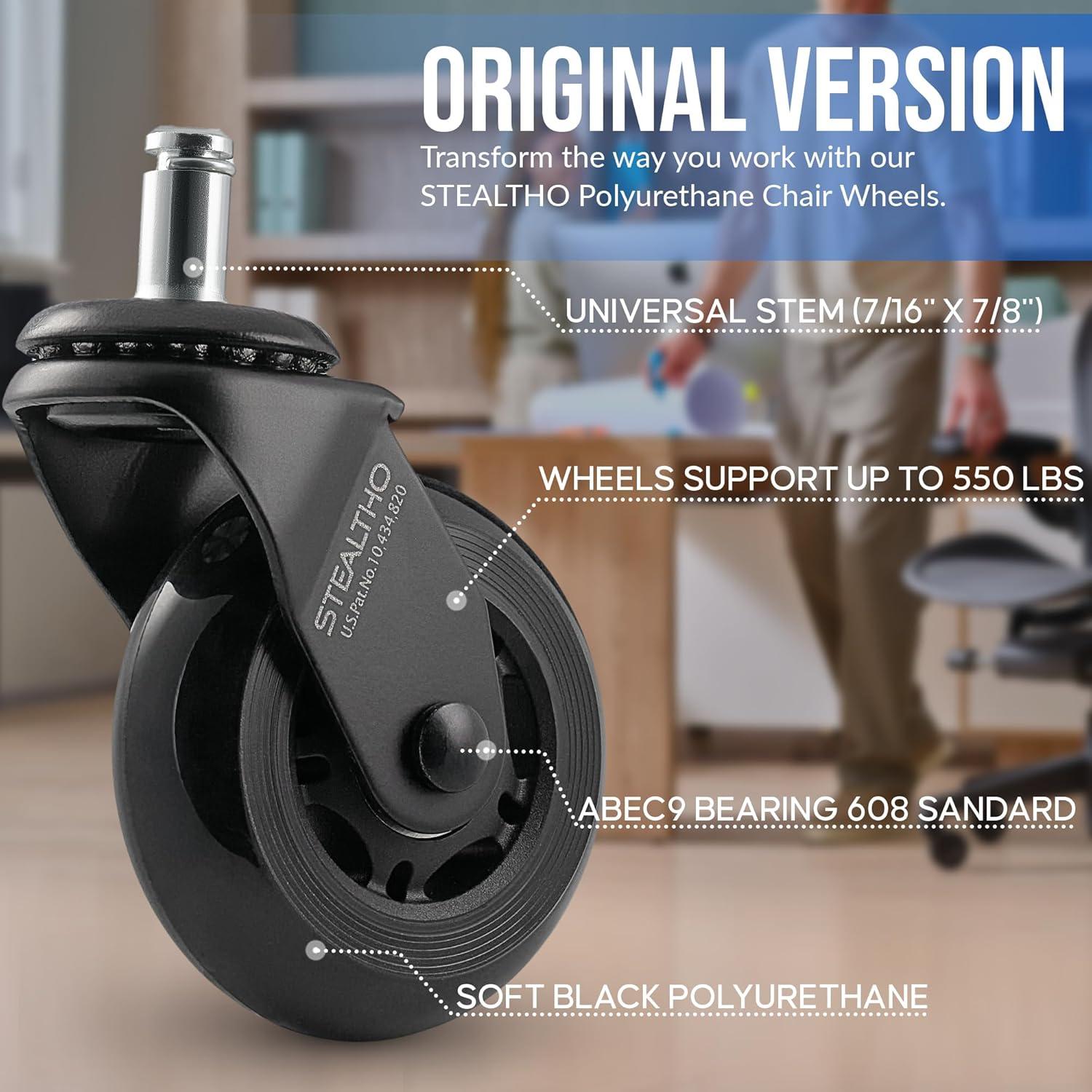 Juego de Ruedas para Silla Stealtho BLVK - Poliuretano Negro