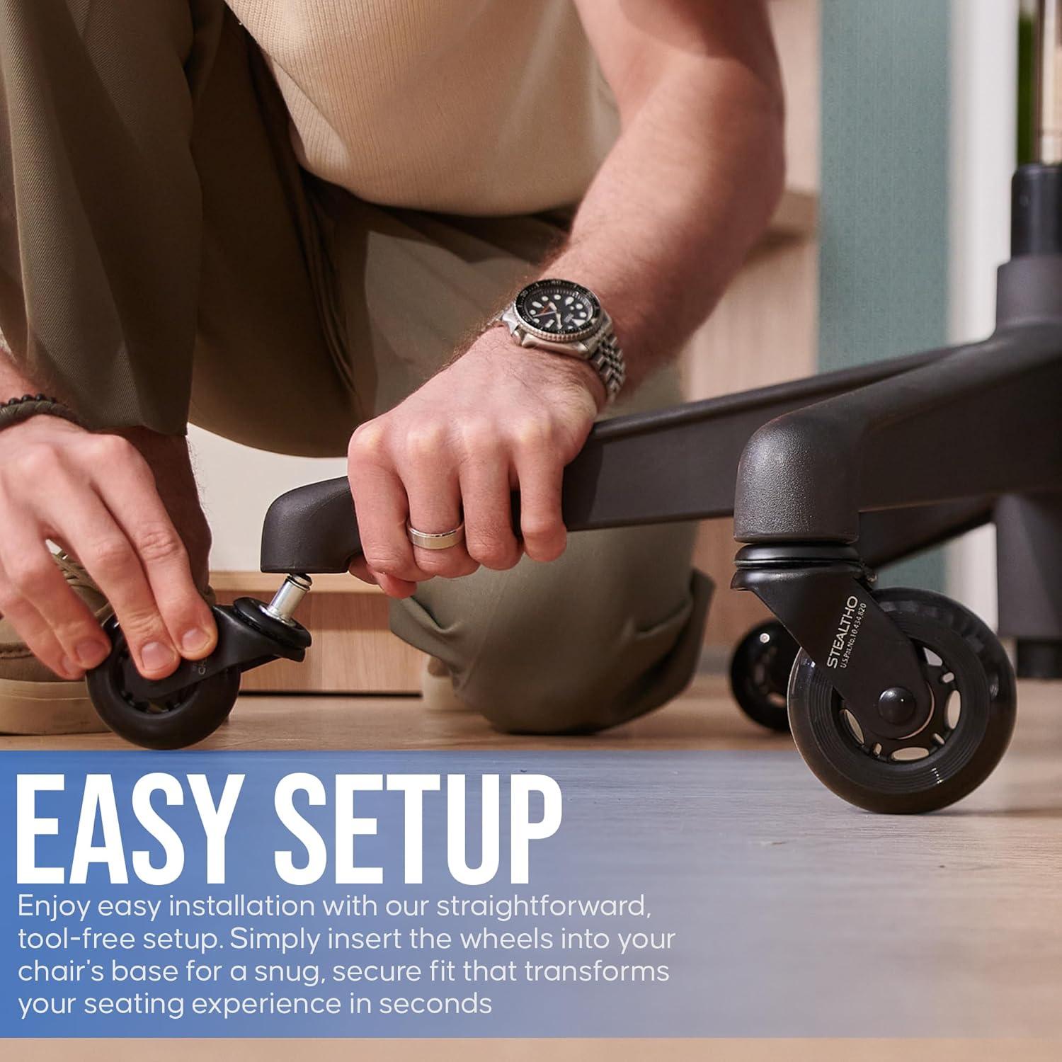 Juego de Ruedas para Silla Stealtho BLVK - Poliuretano Negro