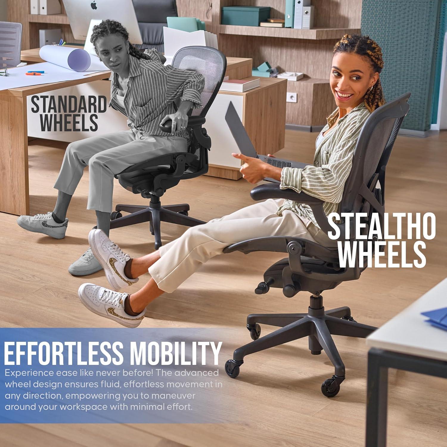 Juego de Ruedas para Silla Stealtho BLVK - Poliuretano Negro