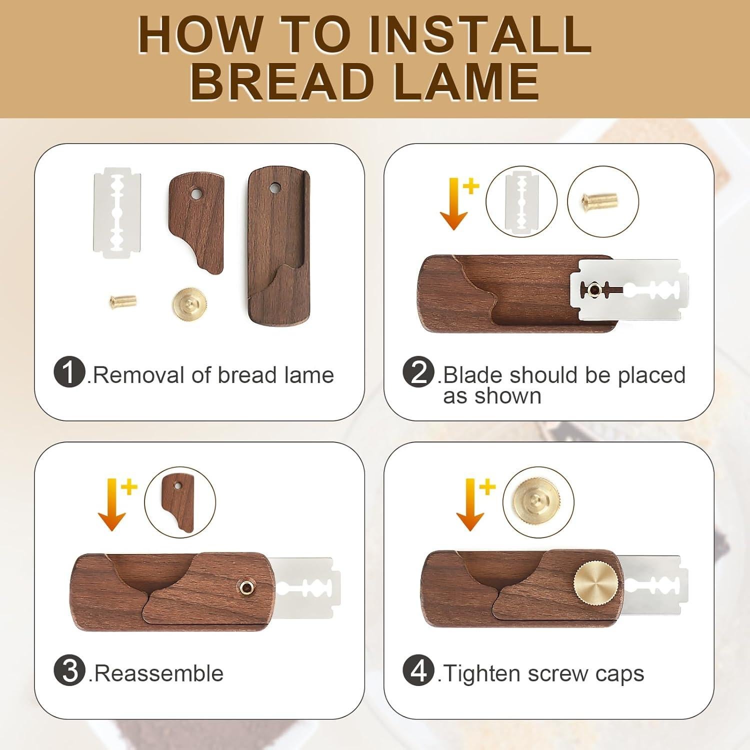 Herramienta de Puntuación de Pan HHZPAEK de Madera Negra