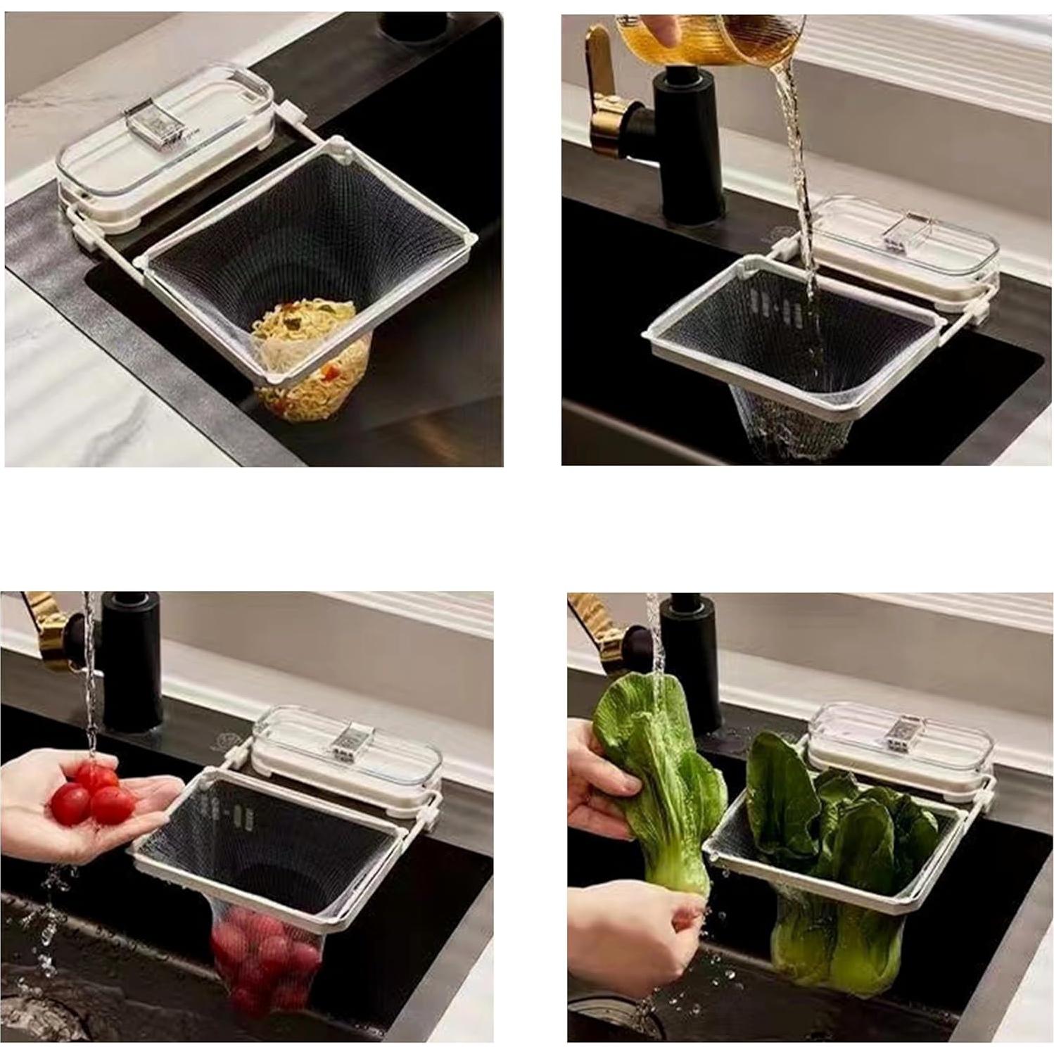 Colador de Fregadero Plegable OEYEWOW con Ventosa y 50 Bolsas