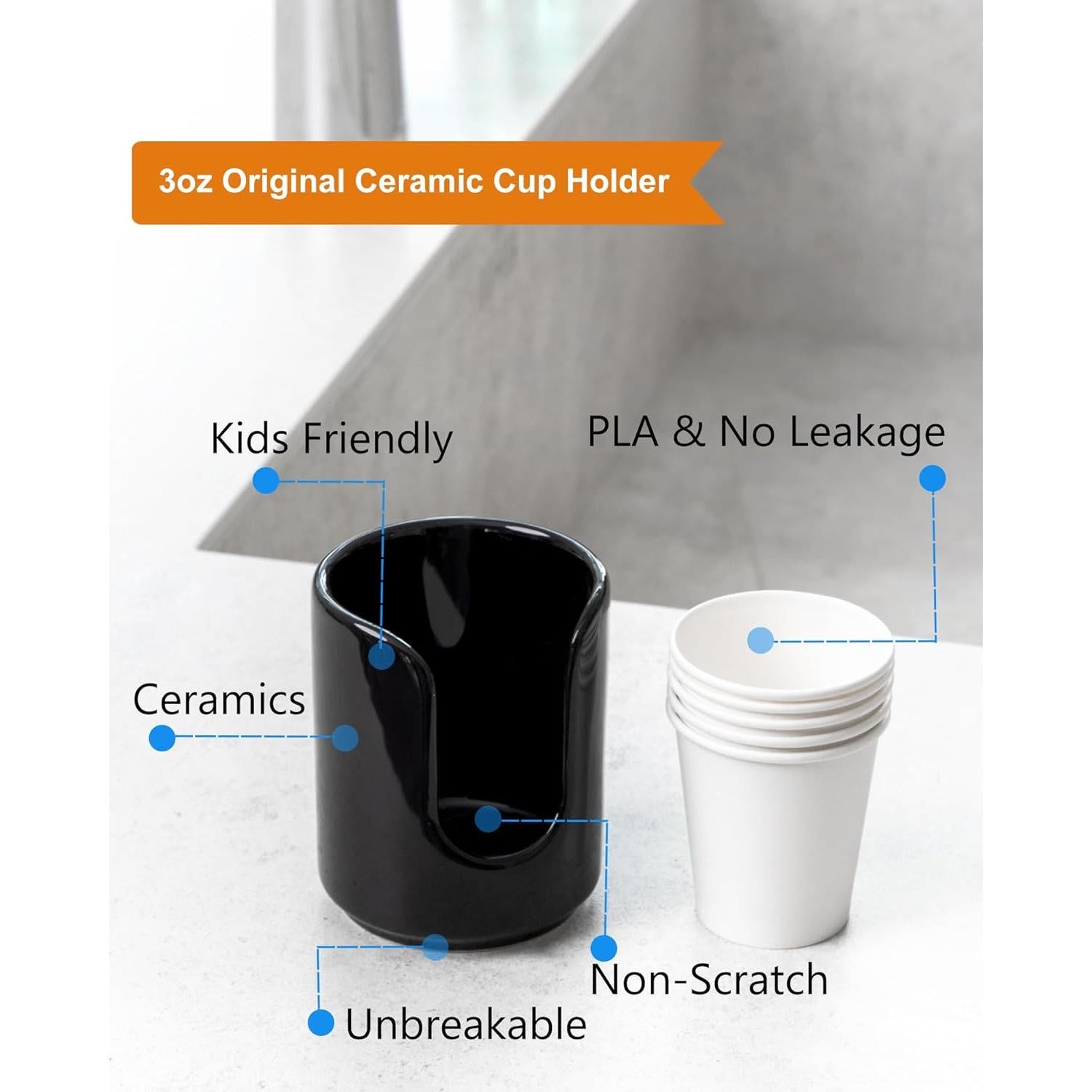 Dispensador de Tazas de Cerámica Viosuniu 3 oz Negro con 5 Tazas PLA