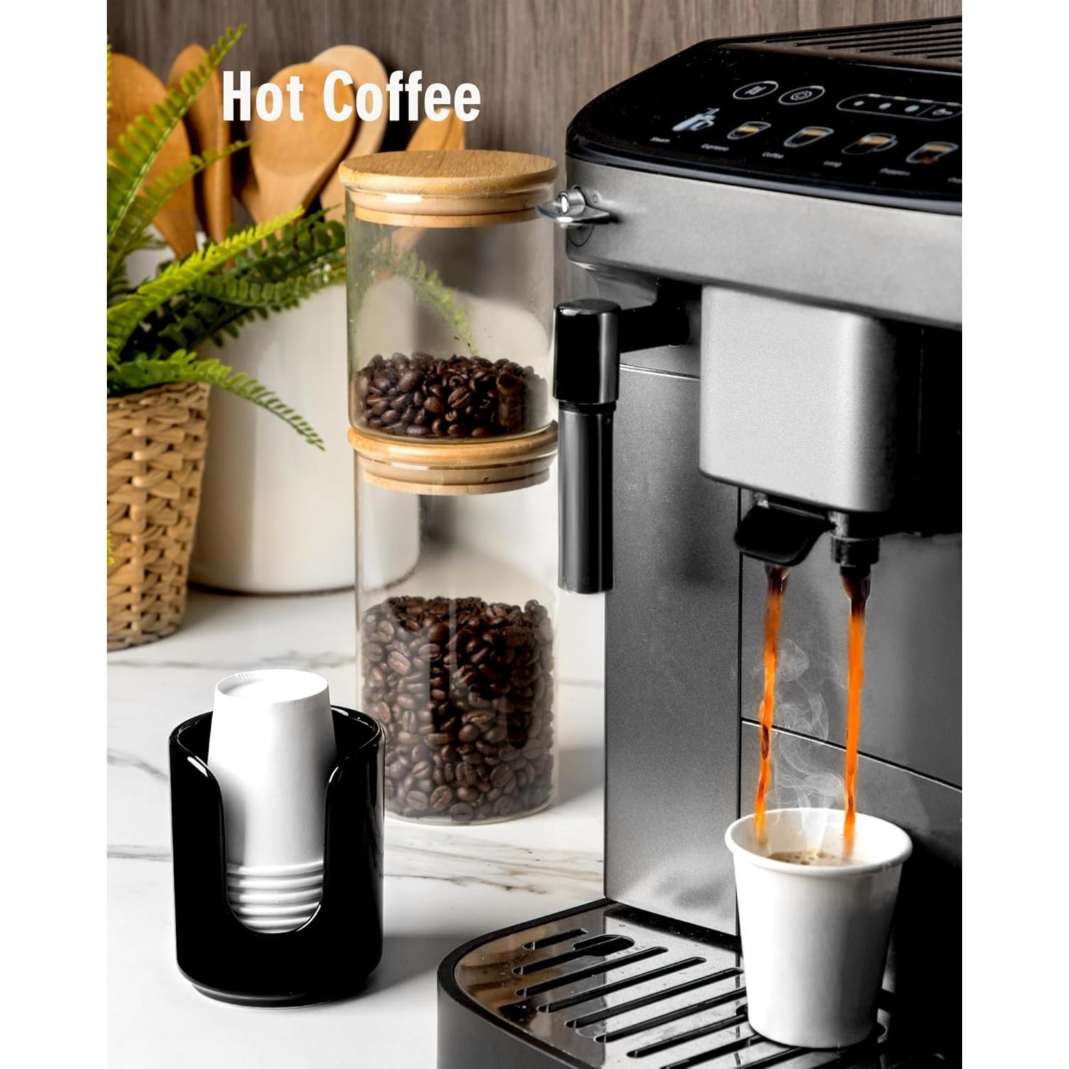 Dispensador de Tazas de Cerámica Viosuniu 3 oz Negro con 5 Tazas PLA