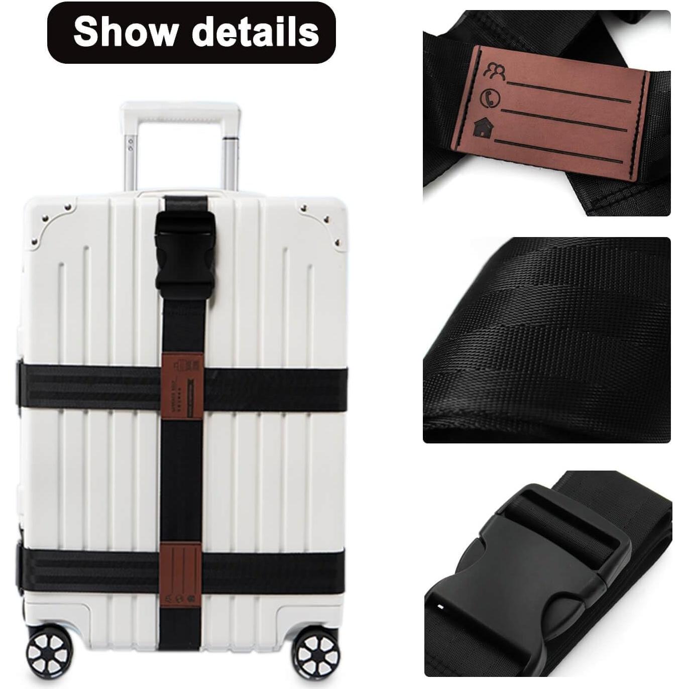 Correas de Equipaje 3-en-1 LUNHAJIN Ajustables TSA Negro