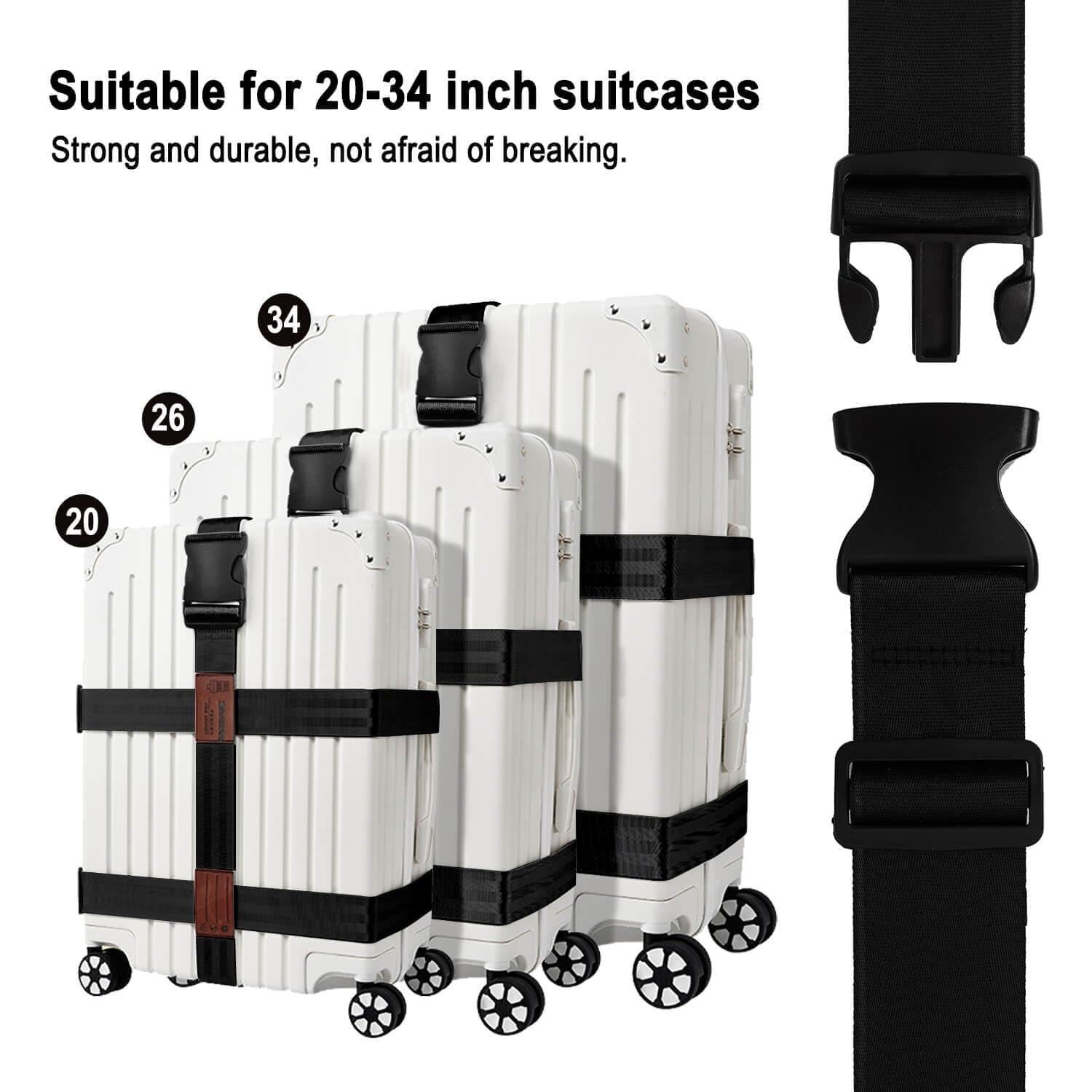 Correas de Equipaje 3-en-1 LUNHAJIN Ajustables TSA Negro