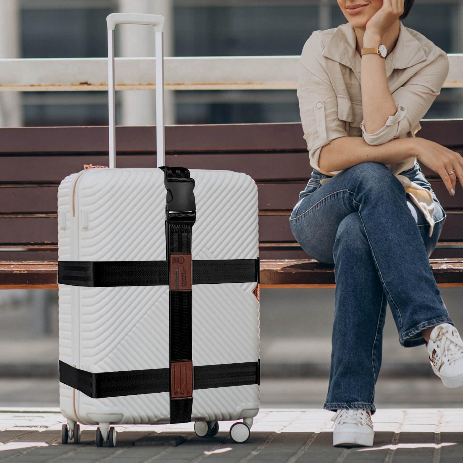 Correas de Equipaje 3-en-1 LUNHAJIN Ajustables TSA Negro