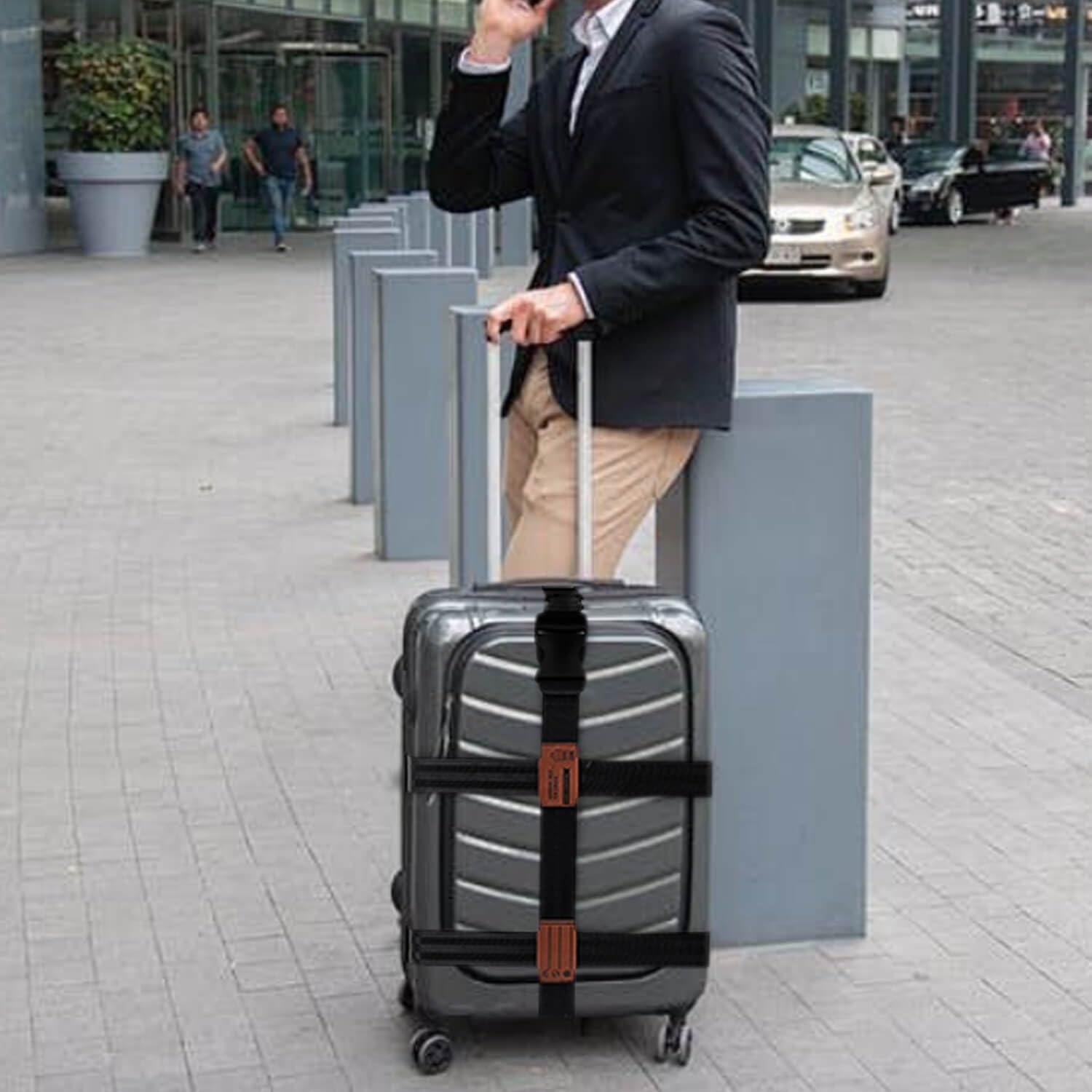 Correas de Equipaje 3-en-1 LUNHAJIN Ajustables TSA Negro