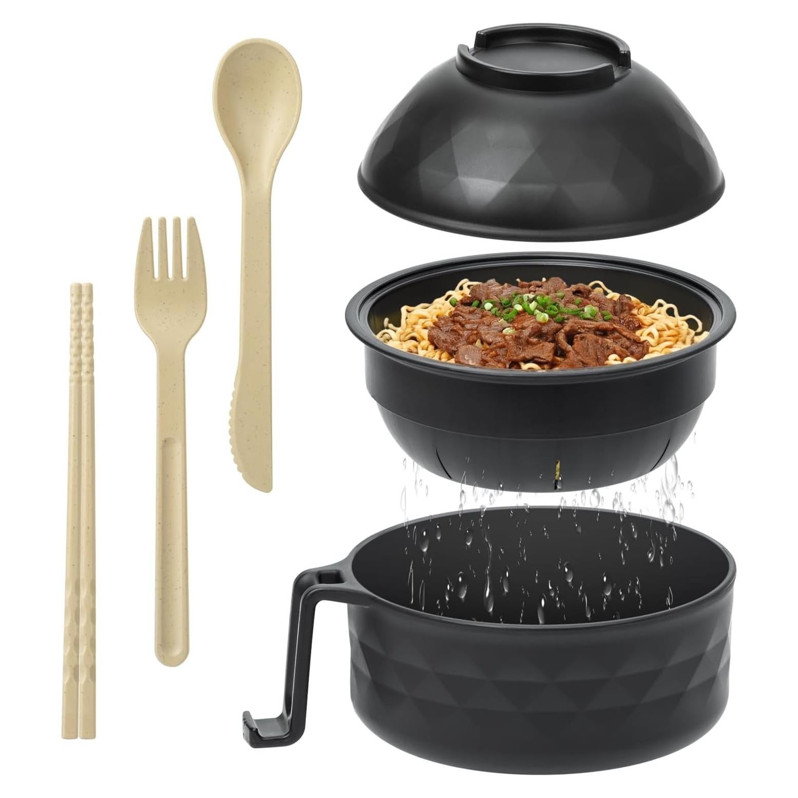 Tazón de Ramen MUUBOOX Negro 0.91L Microondas y Lavavajillas