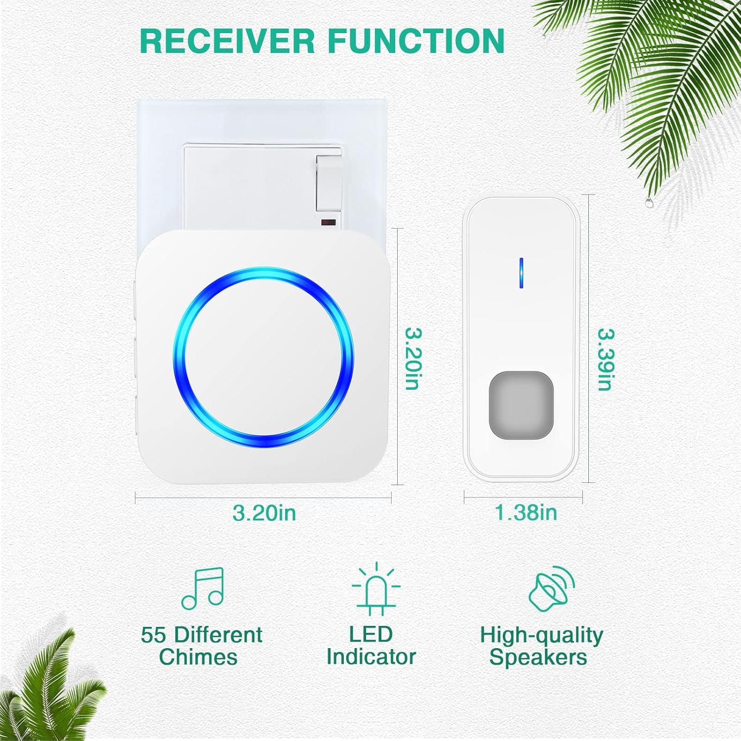 Timbre Inalámbrico SURFOU con 2 Receptores IP55 55 Tonos