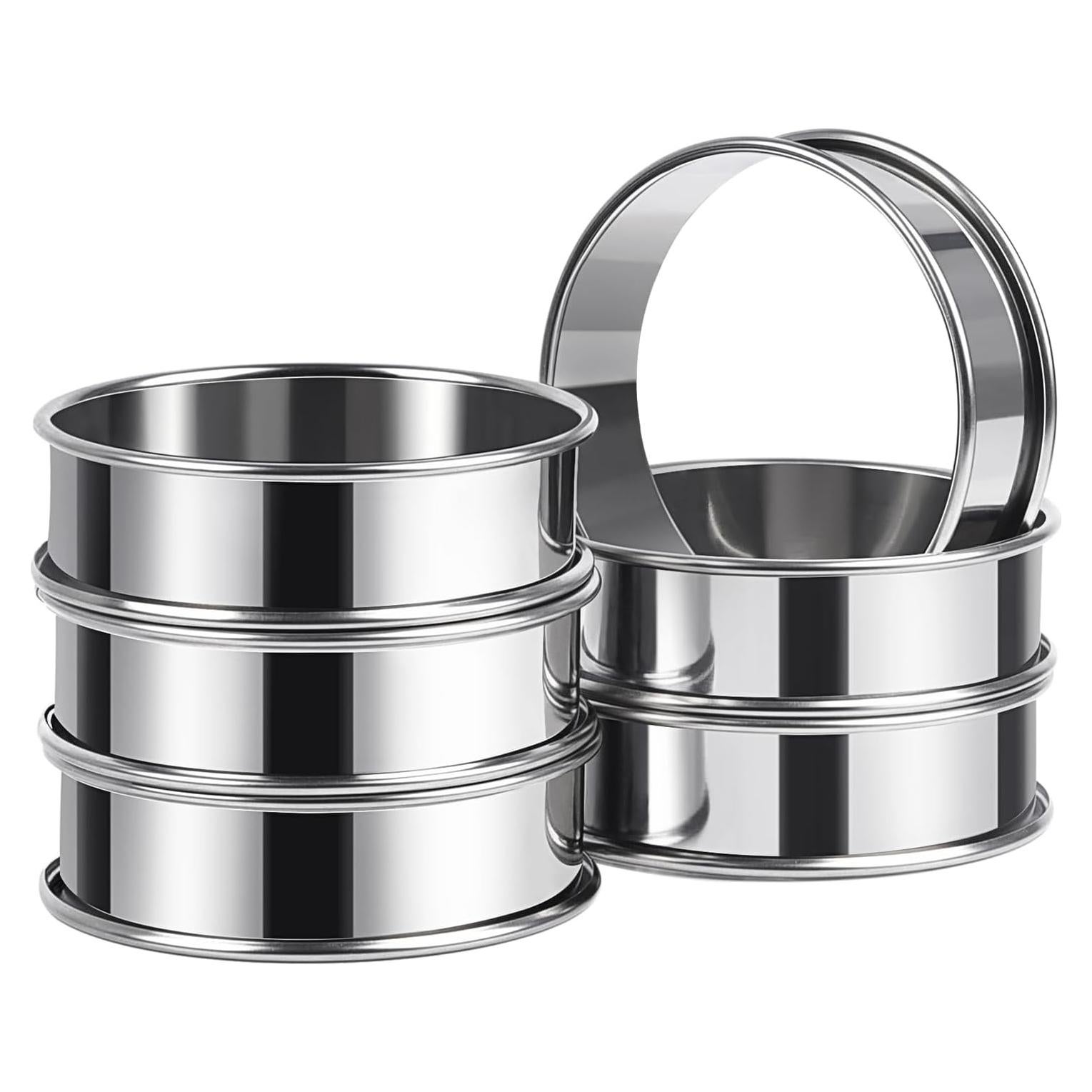 Anillos para Muffin Inglés de Acero Inoxidable 8cm - 6 Piezas