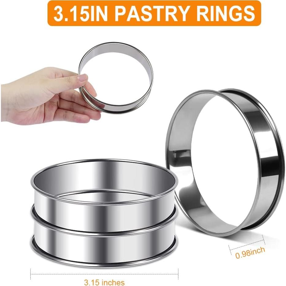 Anillos para Muffin Inglés de Acero Inoxidable 8cm - 6 Piezas
