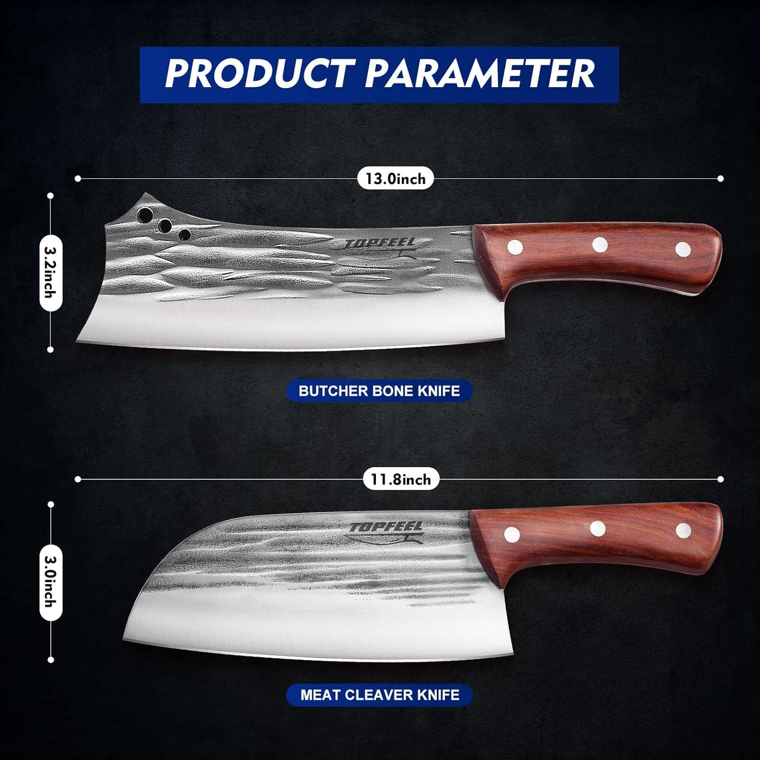 Juego de cuchillos de carnicero Topfeel 2 piezas acero inoxidable