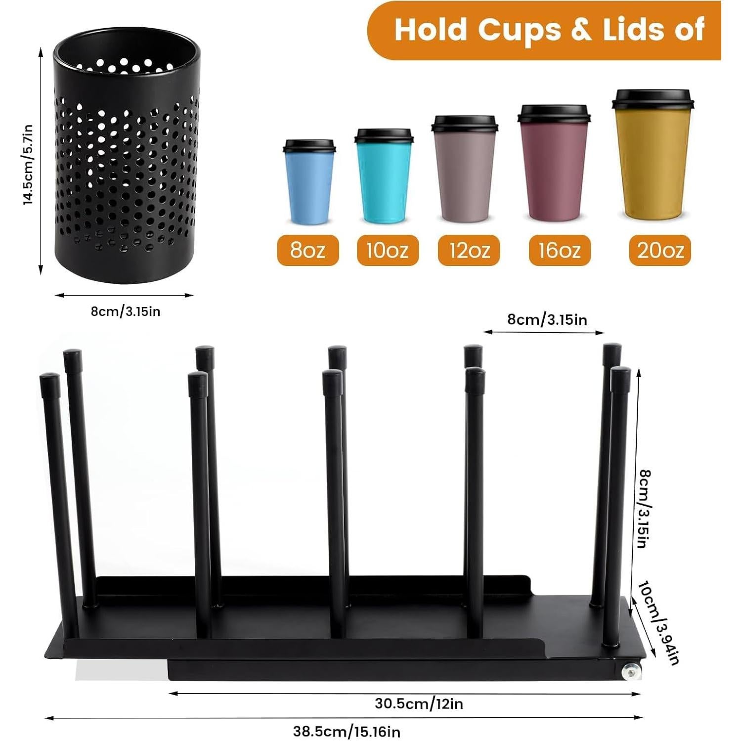 Soporte Organizador de Tazas JKVPOI Ajustable 4 Compartimentos