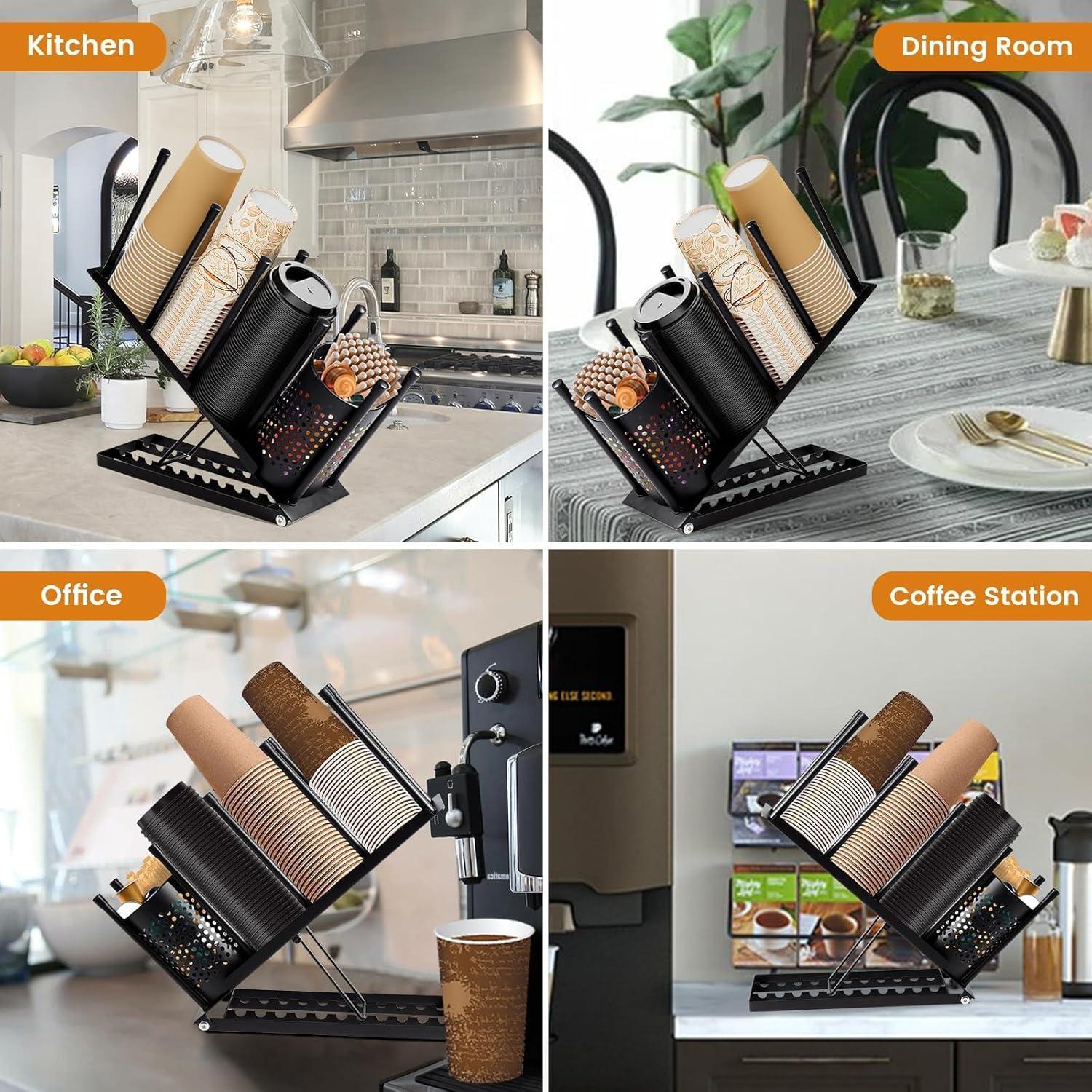 Soporte Organizador de Tazas JKVPOI Ajustable 4 Compartimentos