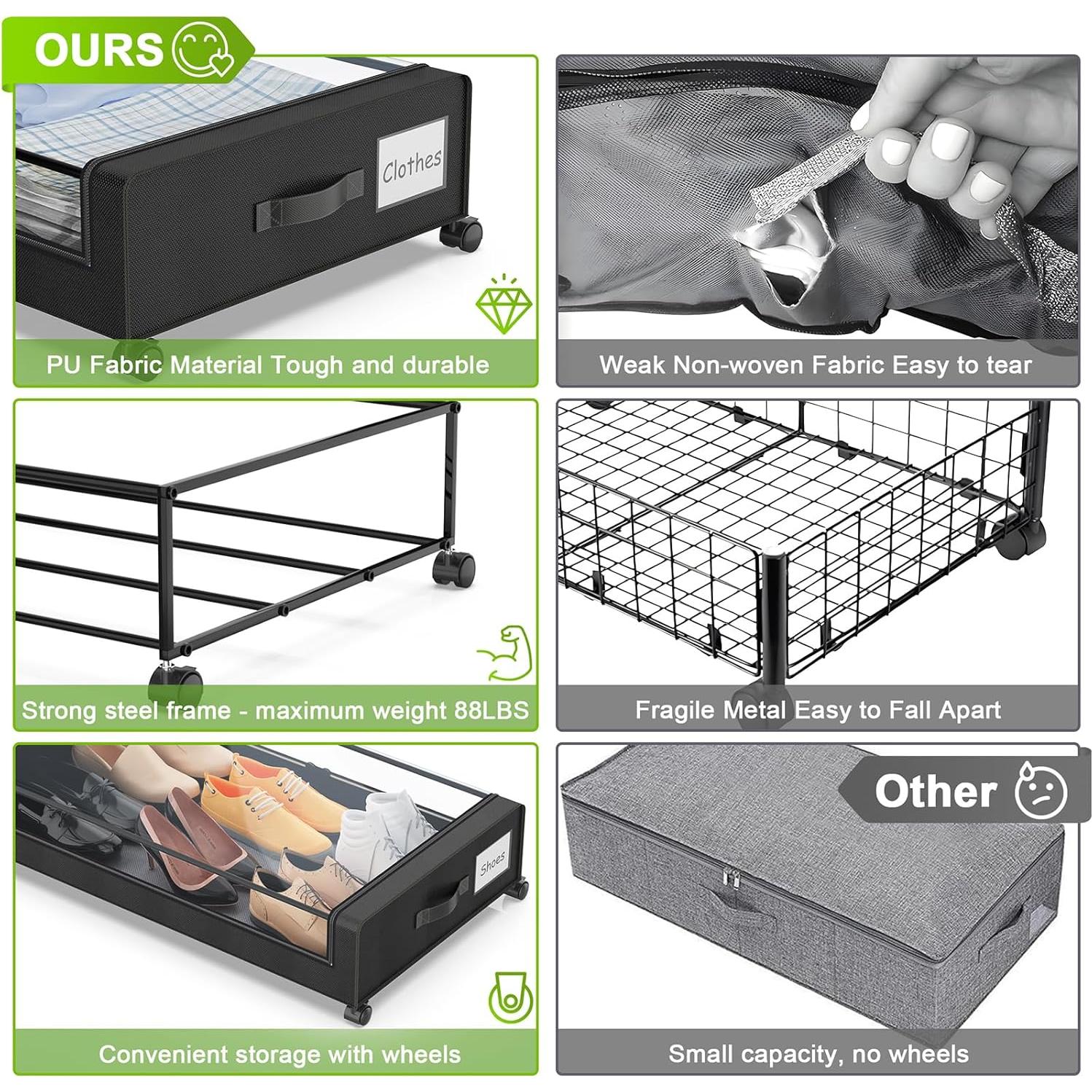 Contenedores de Almacenamiento Bajo la Cama YAASHEEN 60L 4-Pack