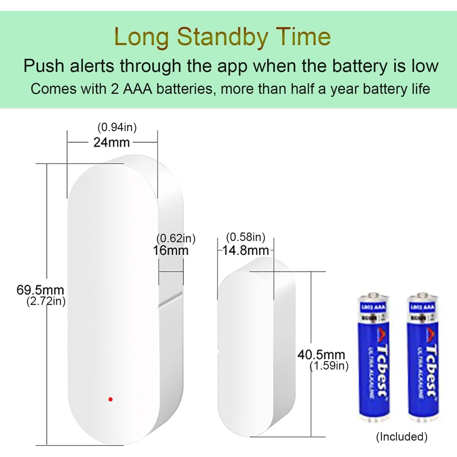Sensor de Puerta y Ventana WiFi Gaoducash Inalámbrico con Alertas