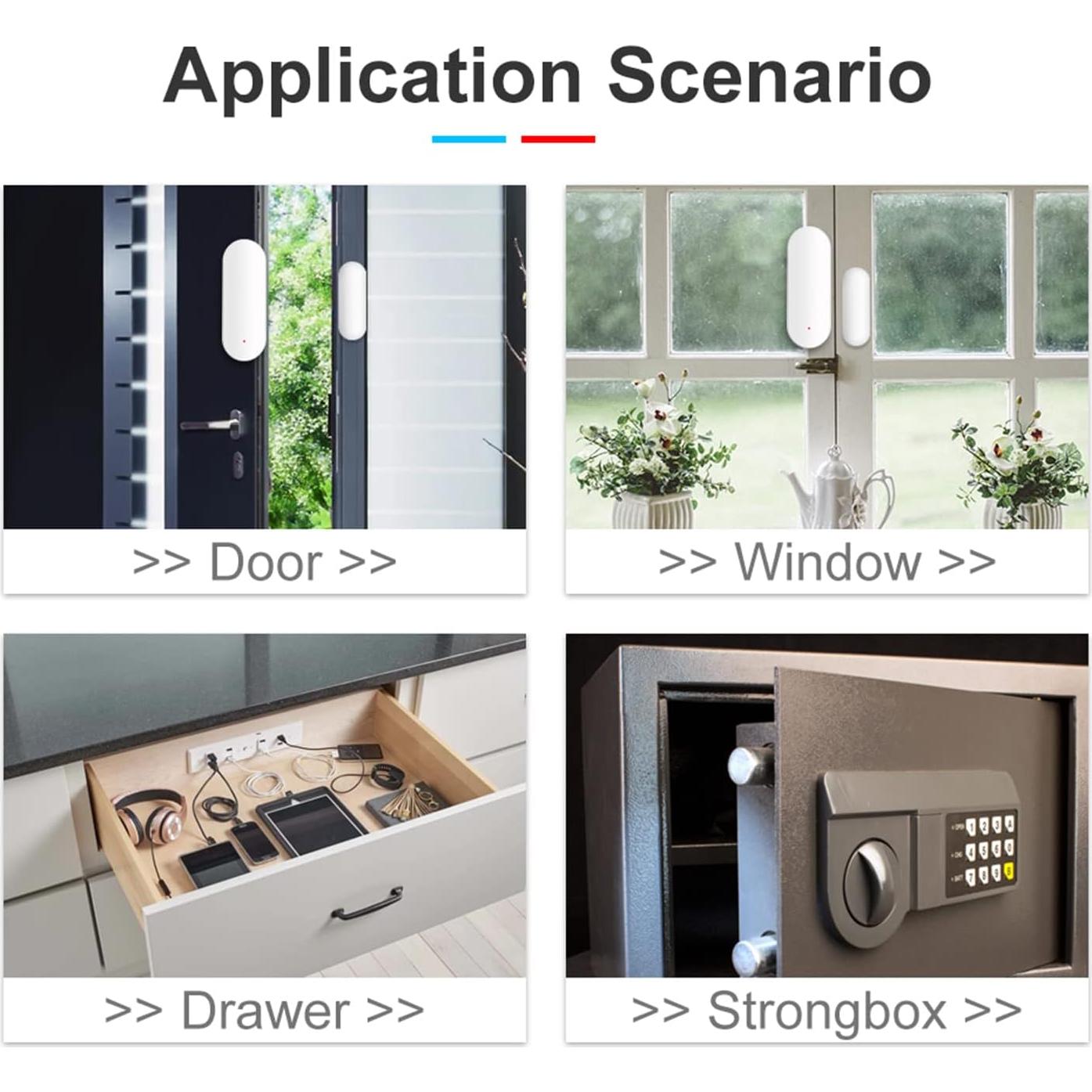 Sensor de Puerta y Ventana WiFi Gaoducash Inalámbrico con Alertas