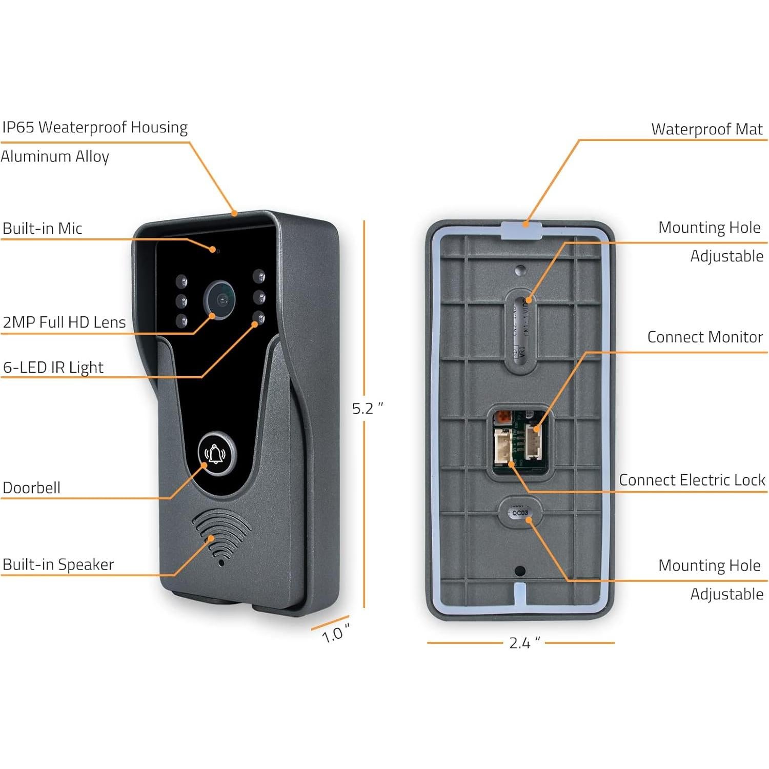 Intercomunicador de Video WiFi AMOCAM 7" HD con Grabación