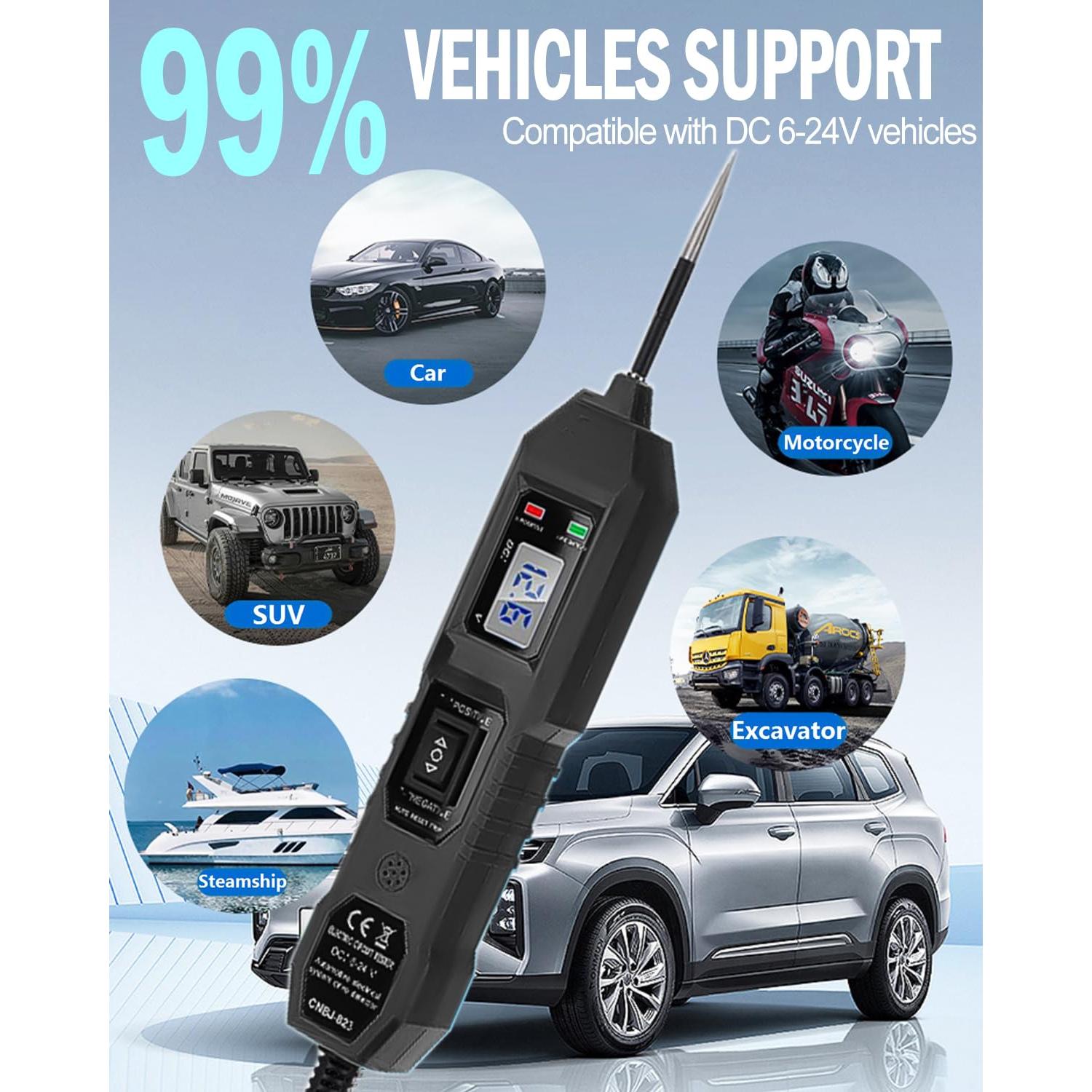 Probador de Circuito DC Zzxker 6-24V con Pantalla LCD y Linterna