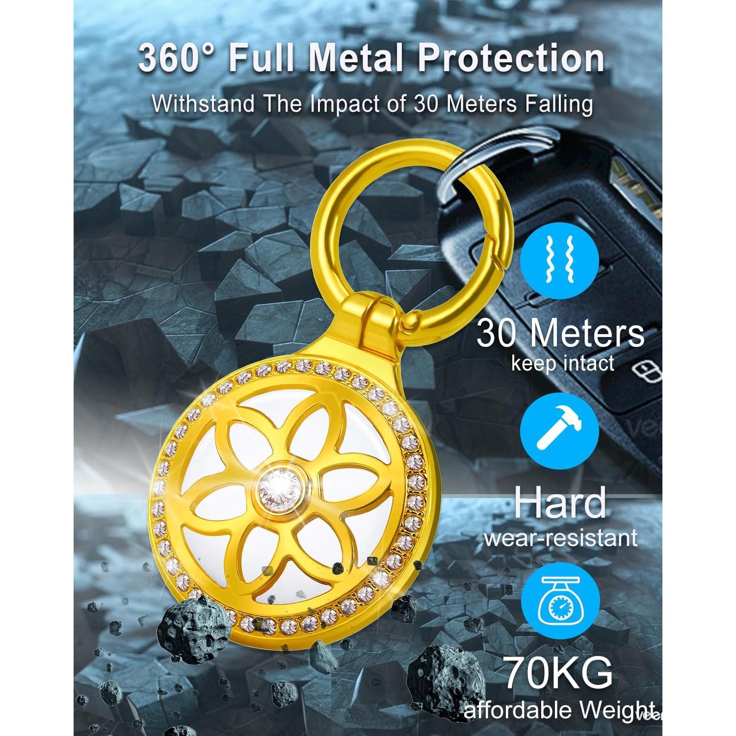 Soporte Llavero Metalico DEERLET para Apple AirTag - 2 Piezas Dorado