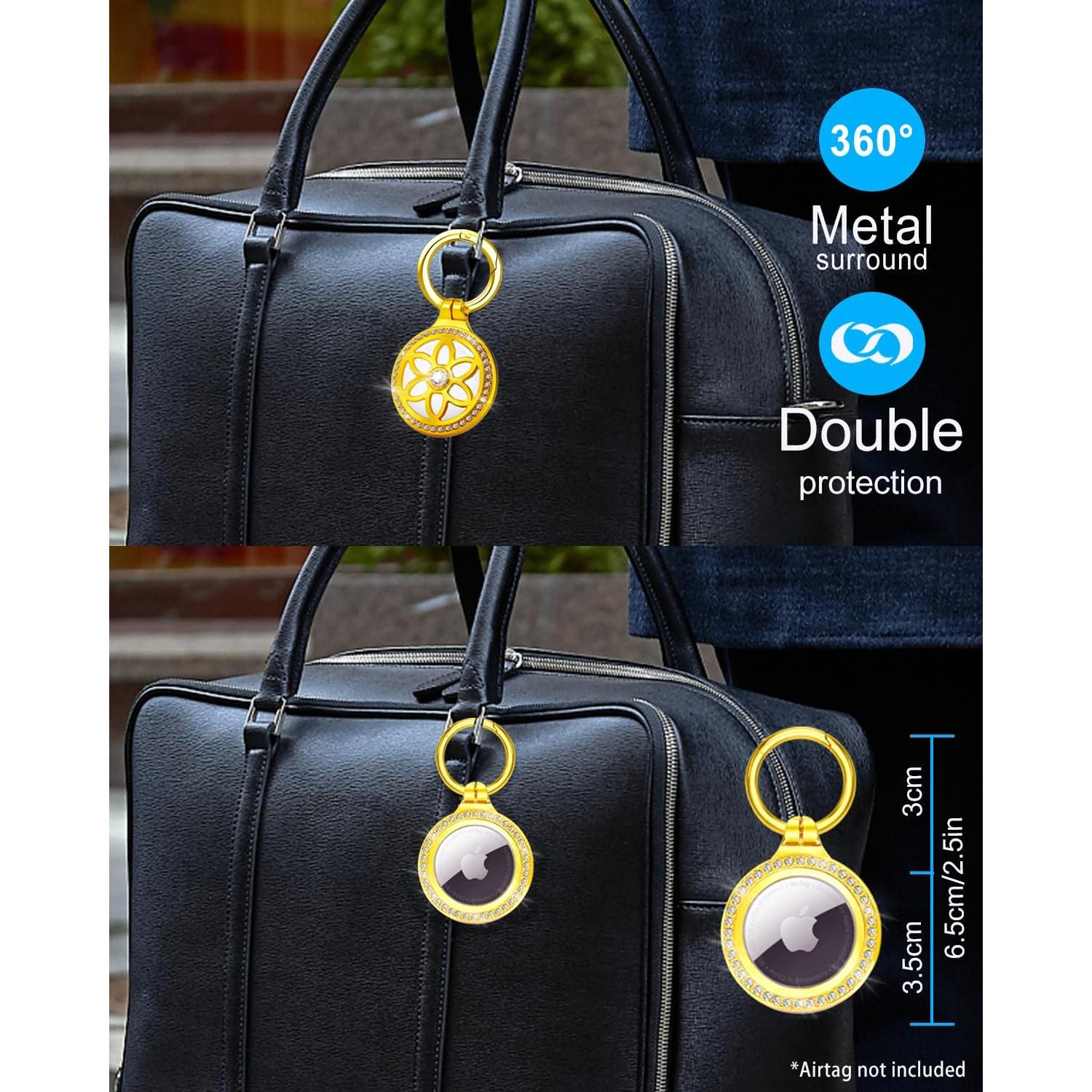 Soporte Llavero Metalico DEERLET para Apple AirTag - 2 Piezas Dorado