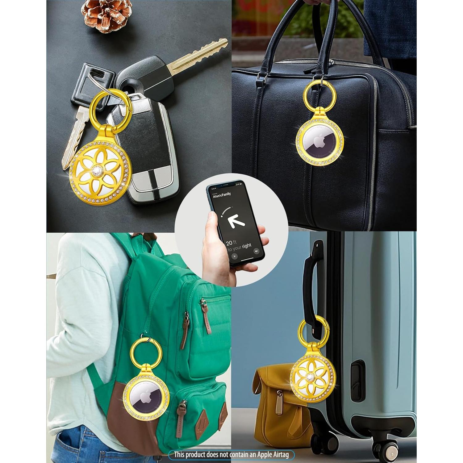 Soporte Llavero Metalico DEERLET para Apple AirTag - 2 Piezas Dorado