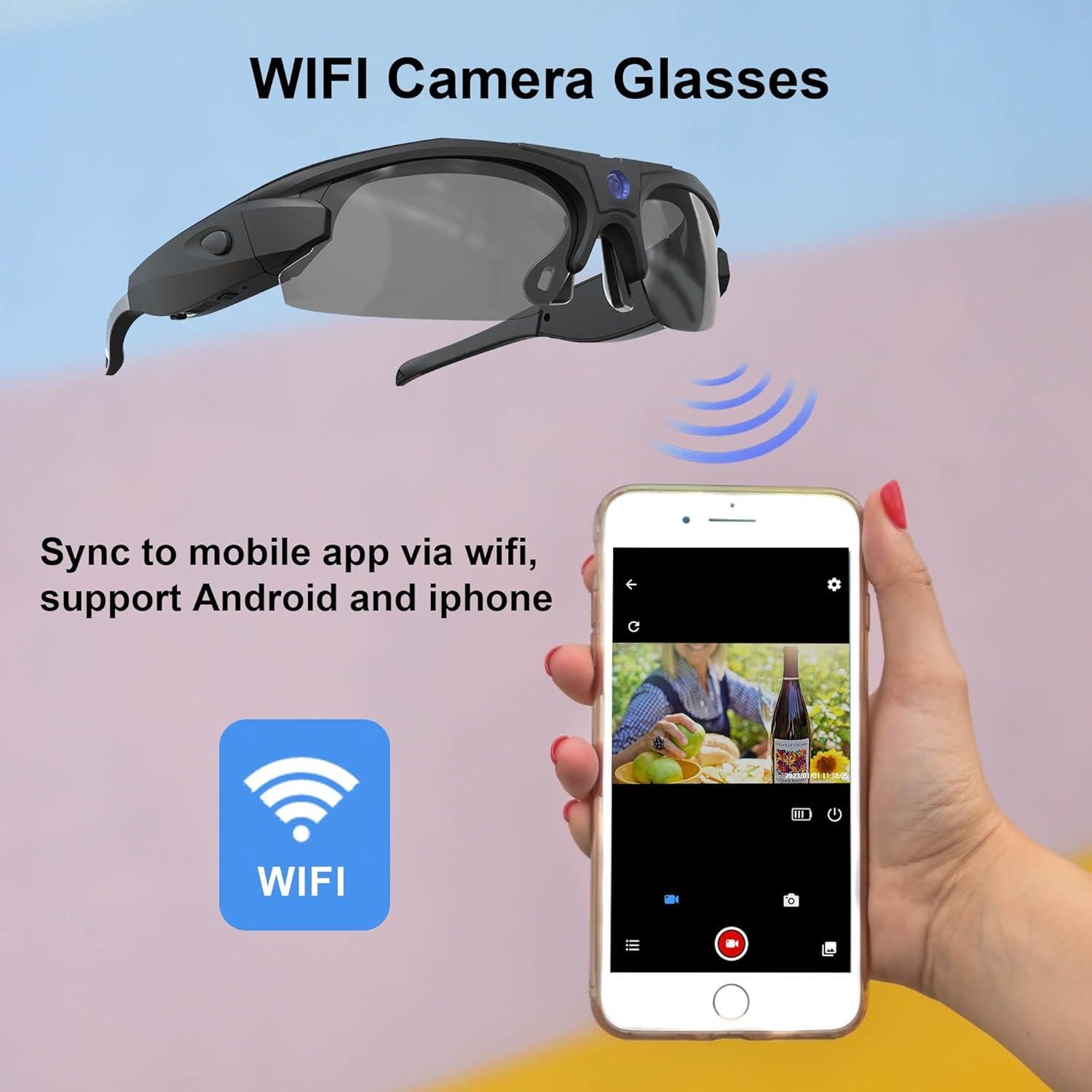 Gafas de Cámara WiFi RERBO 4K HD 1080P Polarizadas UV 400