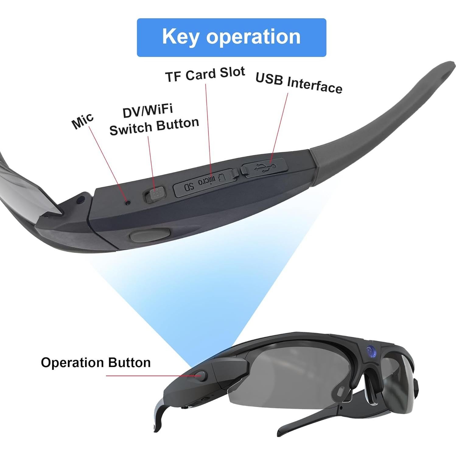 Gafas de Cámara WiFi RERBO 4K HD 1080P Polarizadas UV 400