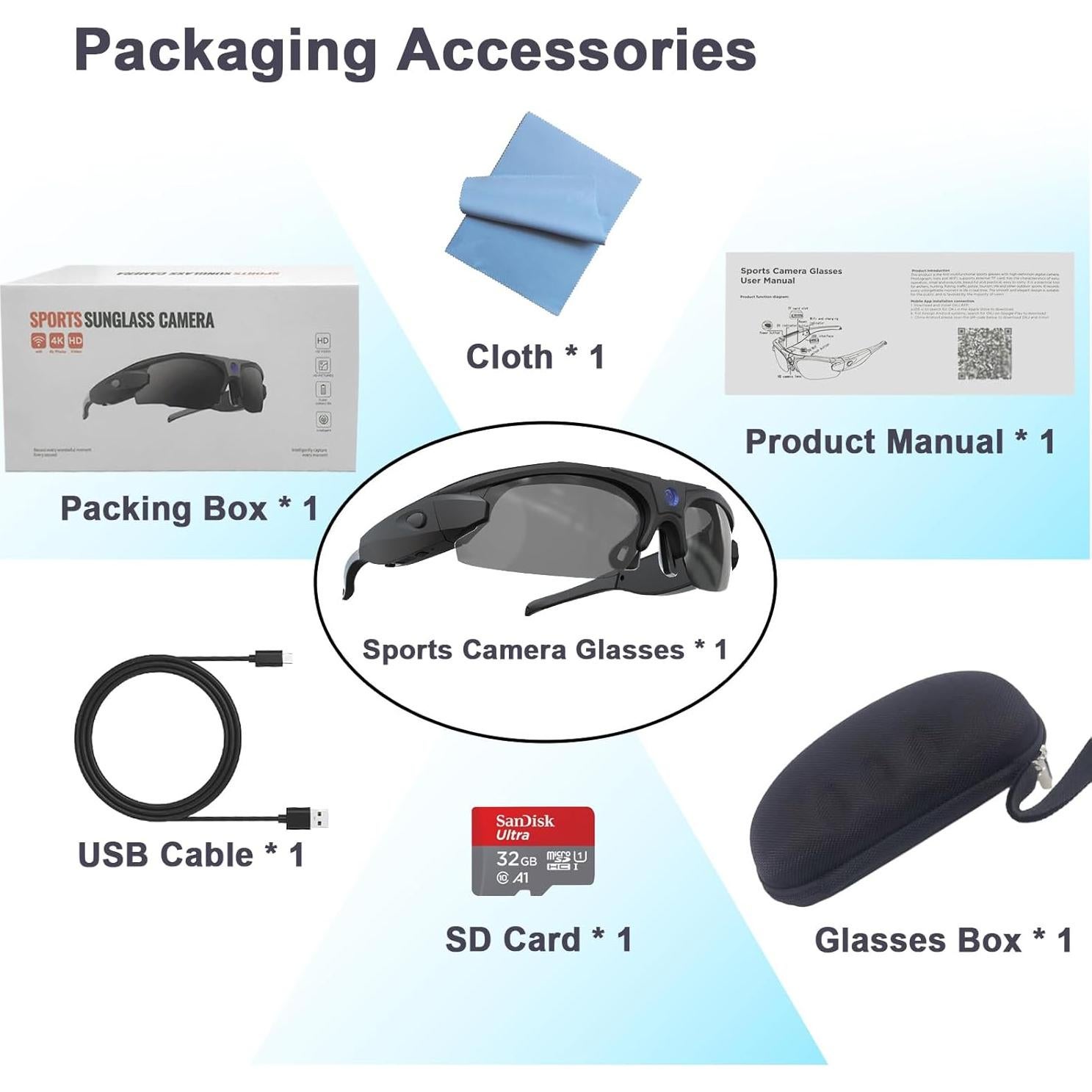 Gafas de Cámara WiFi RERBO 4K HD 1080P Polarizadas UV 400