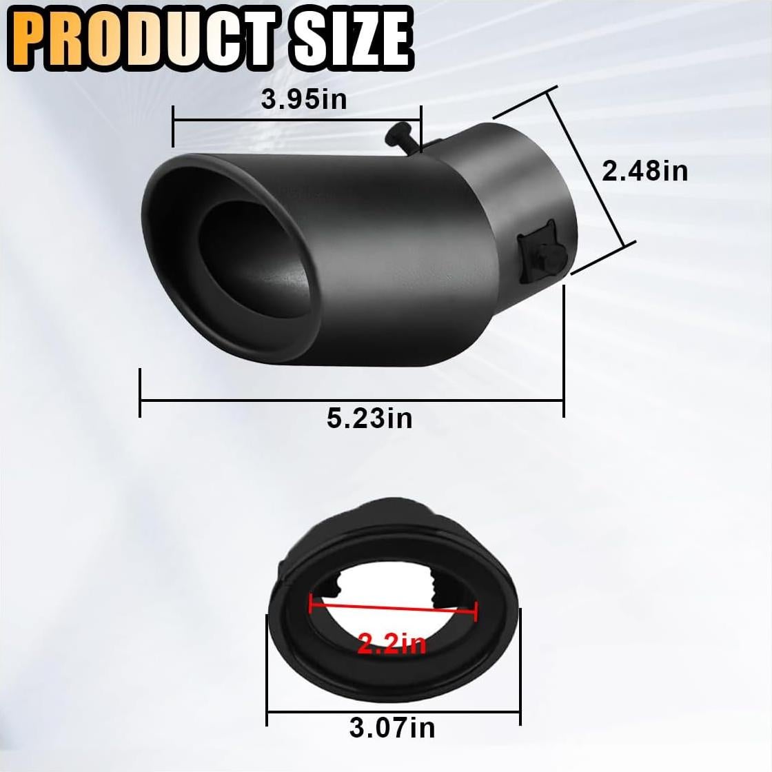 Punta de Escape de Acero Inoxidable SMILFUY 6.35 cm Curvada Cromada