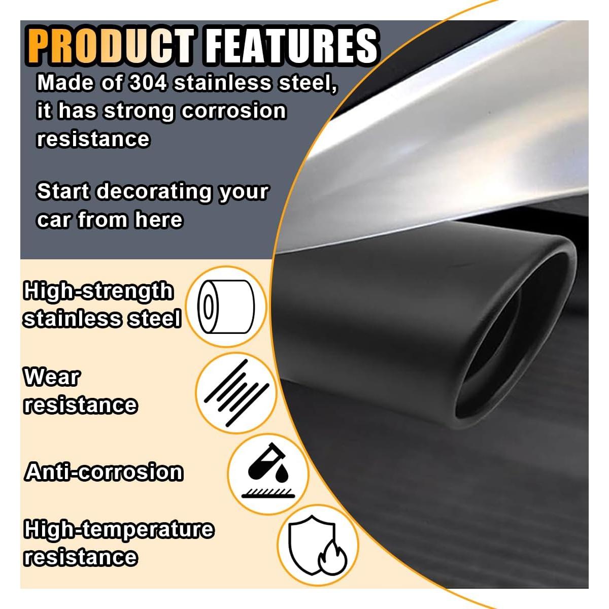 Punta de Escape de Acero Inoxidable SMILFUY 6.35 cm Curvada Cromada