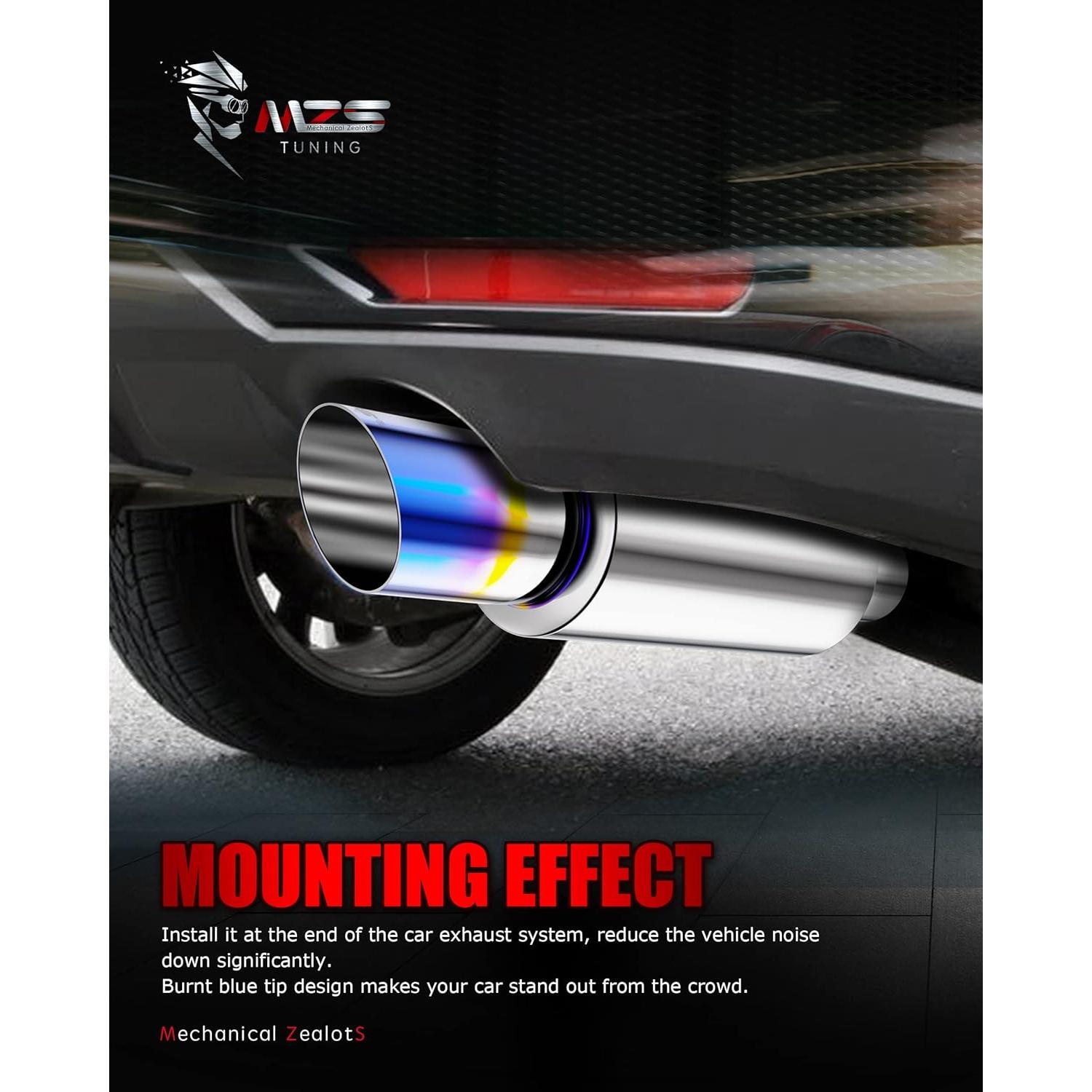 Silenciador de Escape MZS Acero Inoxidable 2" Entrada 3" Salida