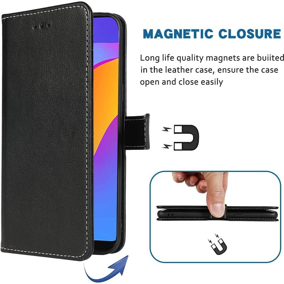 Compatible with Huawei Y6 2019/Honor 8A/Y6 Prime 2019 Wallet Case Wrist Strap Lanyard Leather Flip Cover Card Holder Stand Cell Accessories Phone Cases for Hawaii Honor8A Pro Y6s Women Black