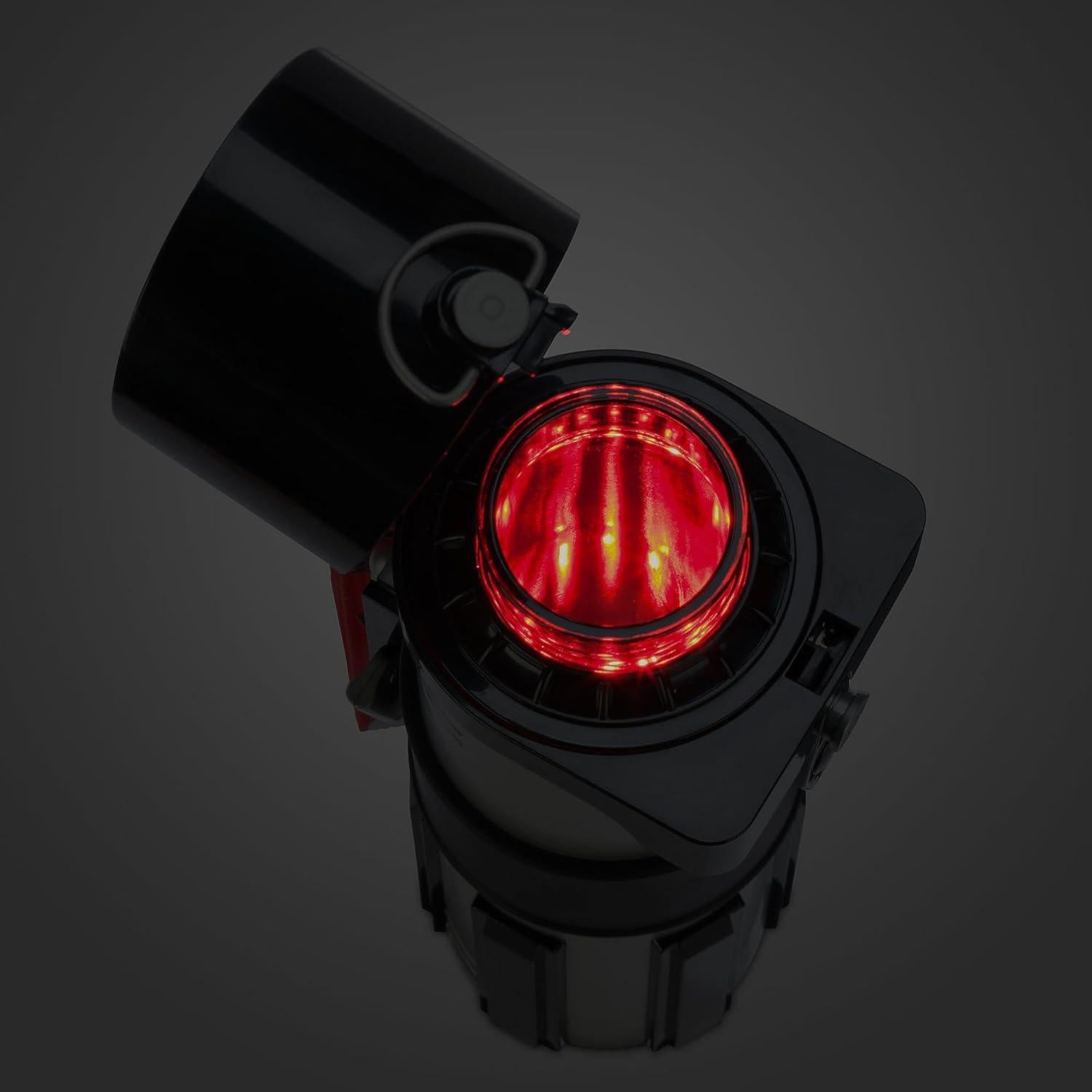 DISNEY STORE Official Star Wars Lightsaber Water Bottle with Sound & Light Effects, Translucent Blue Sleeve, Red Button Pop Top, Silicone Flange, Wrist Strap, Hand Wash - Holds 12.7 oz - Darth Vader