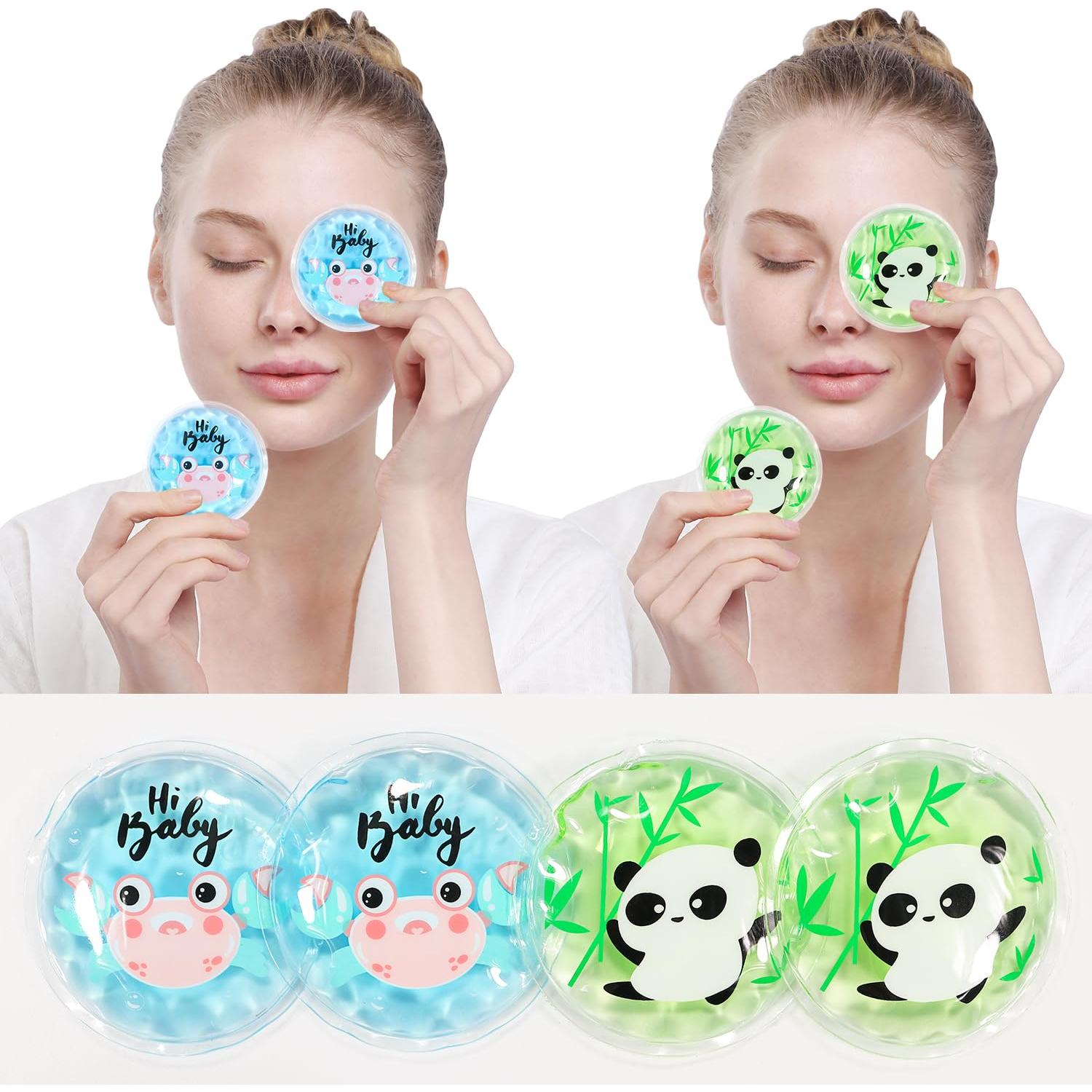 Almohadillas Reutilizables para Ojos CONBELLA - 2 Cangrejos + 2 Pandas