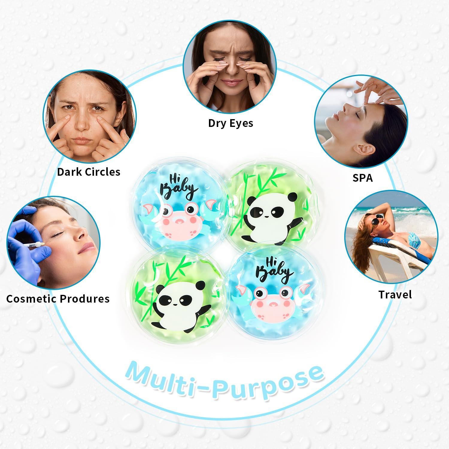 Almohadillas Reutilizables para Ojos CONBELLA - 2 Cangrejos + 2 Pandas