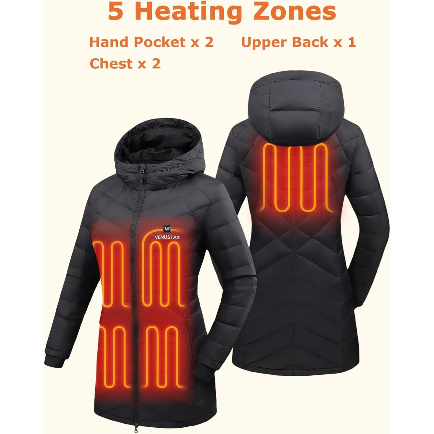 Chaqueta Térmica Larga Venustas para Mujeres con Batería