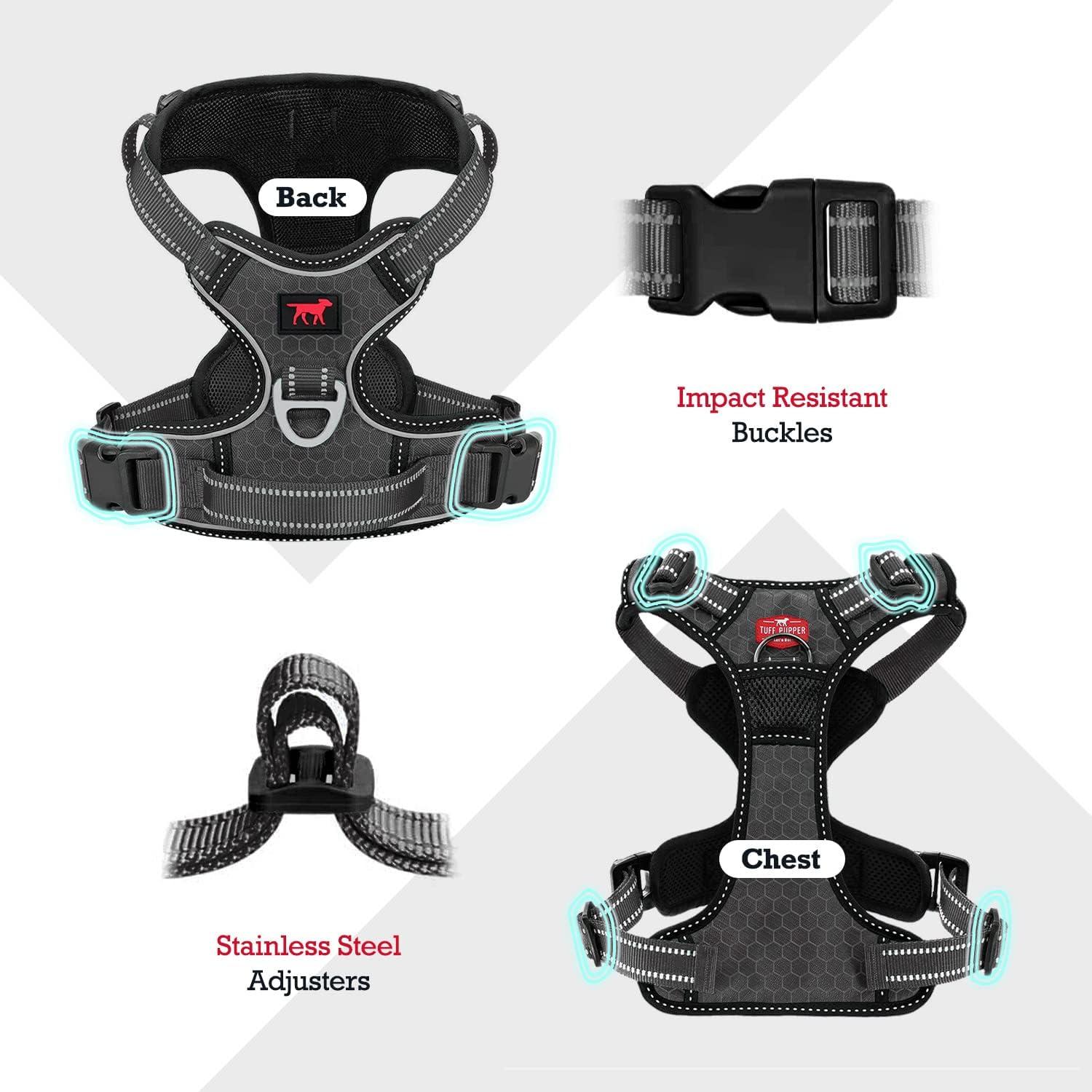 Arnés para Perros Tuff Pupper Pequeño Negro Acolchado Reflectante