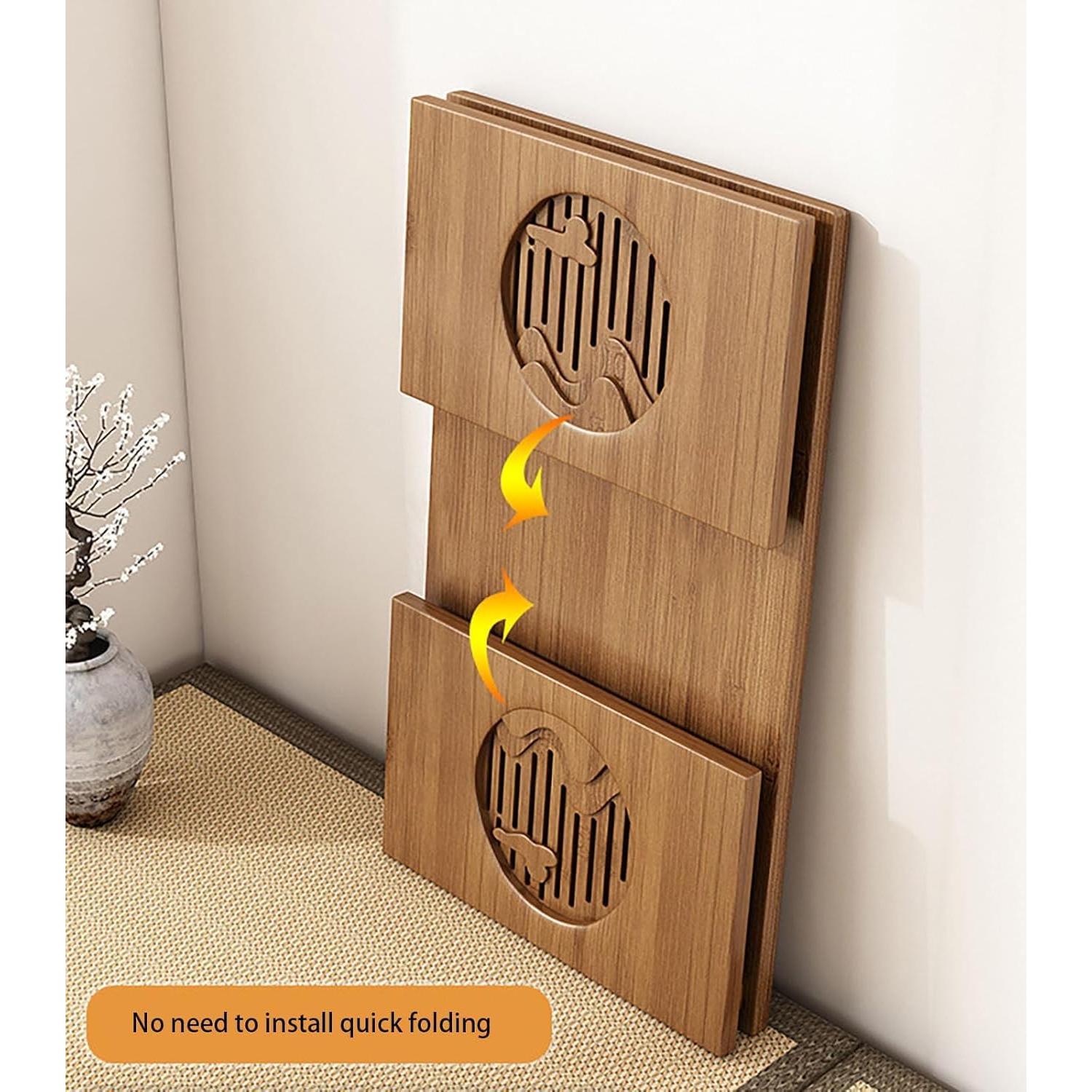 Mesa de café plegable Ekjkldo 80 cm de bambú marrón