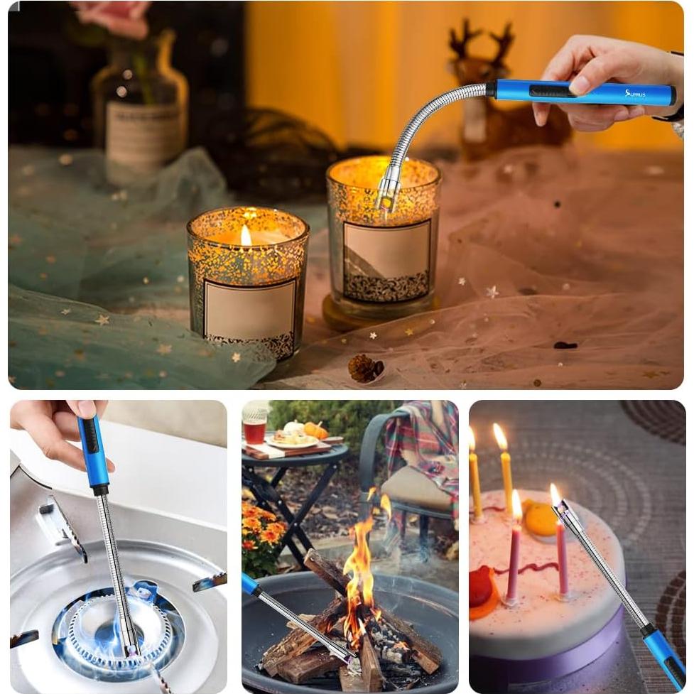 Encendedor Eléctrico SUPRUS Azul Recargable USB 360° a Prueba de Viento
