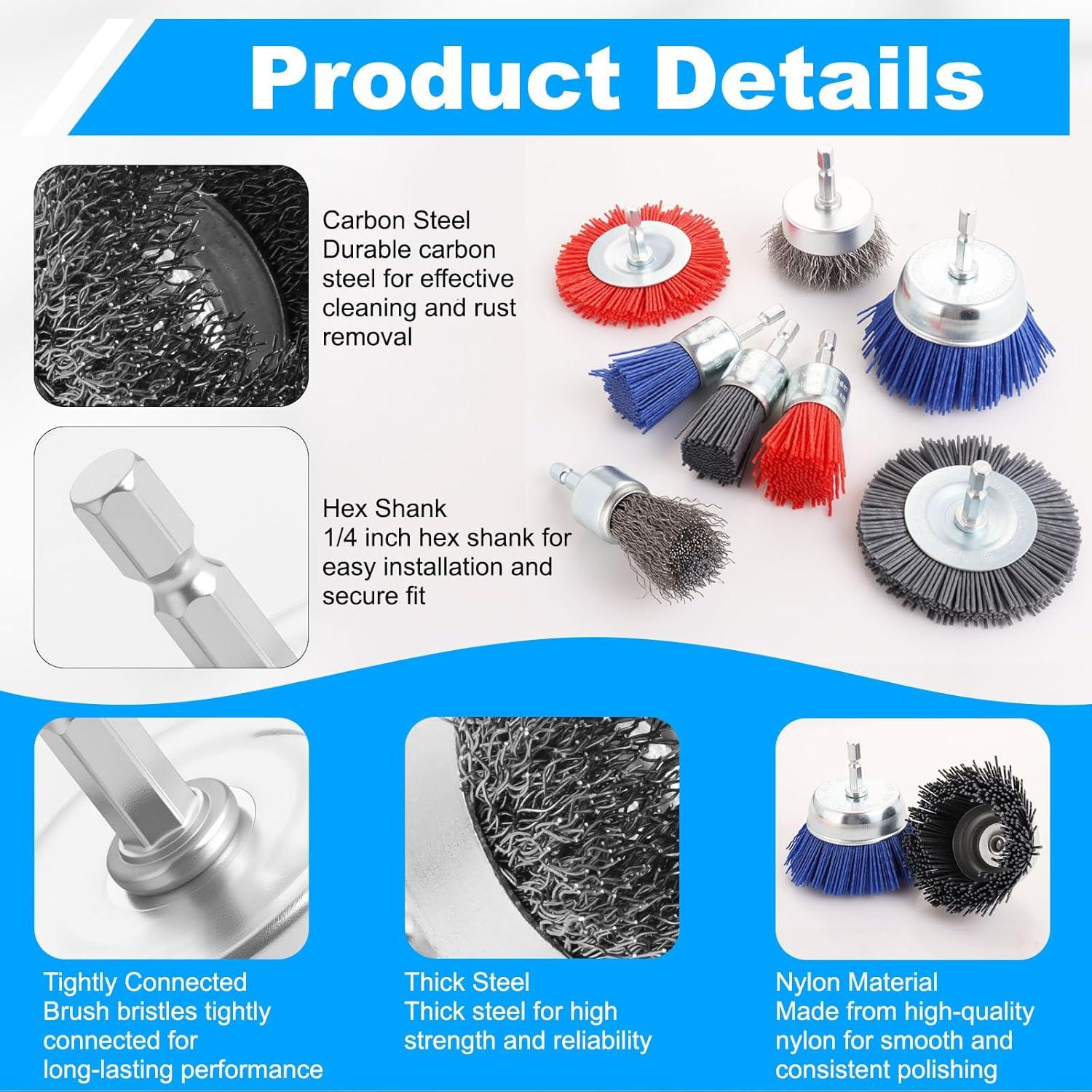 Juego de Cepillos de Alambre Rocaris 15 Piezas para Limpieza