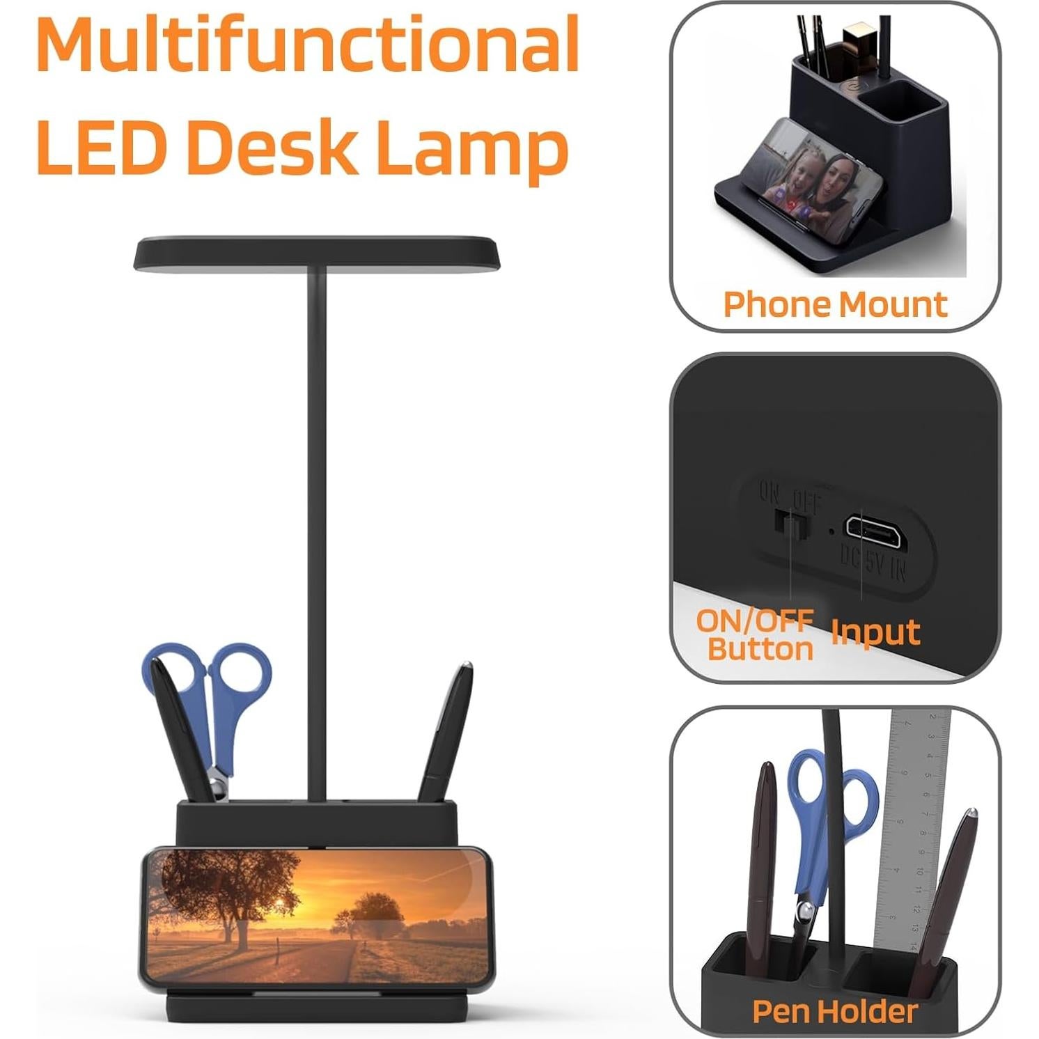 Lámpara de Escritorio LED AXX SD-829 Negra Regulable 350LM